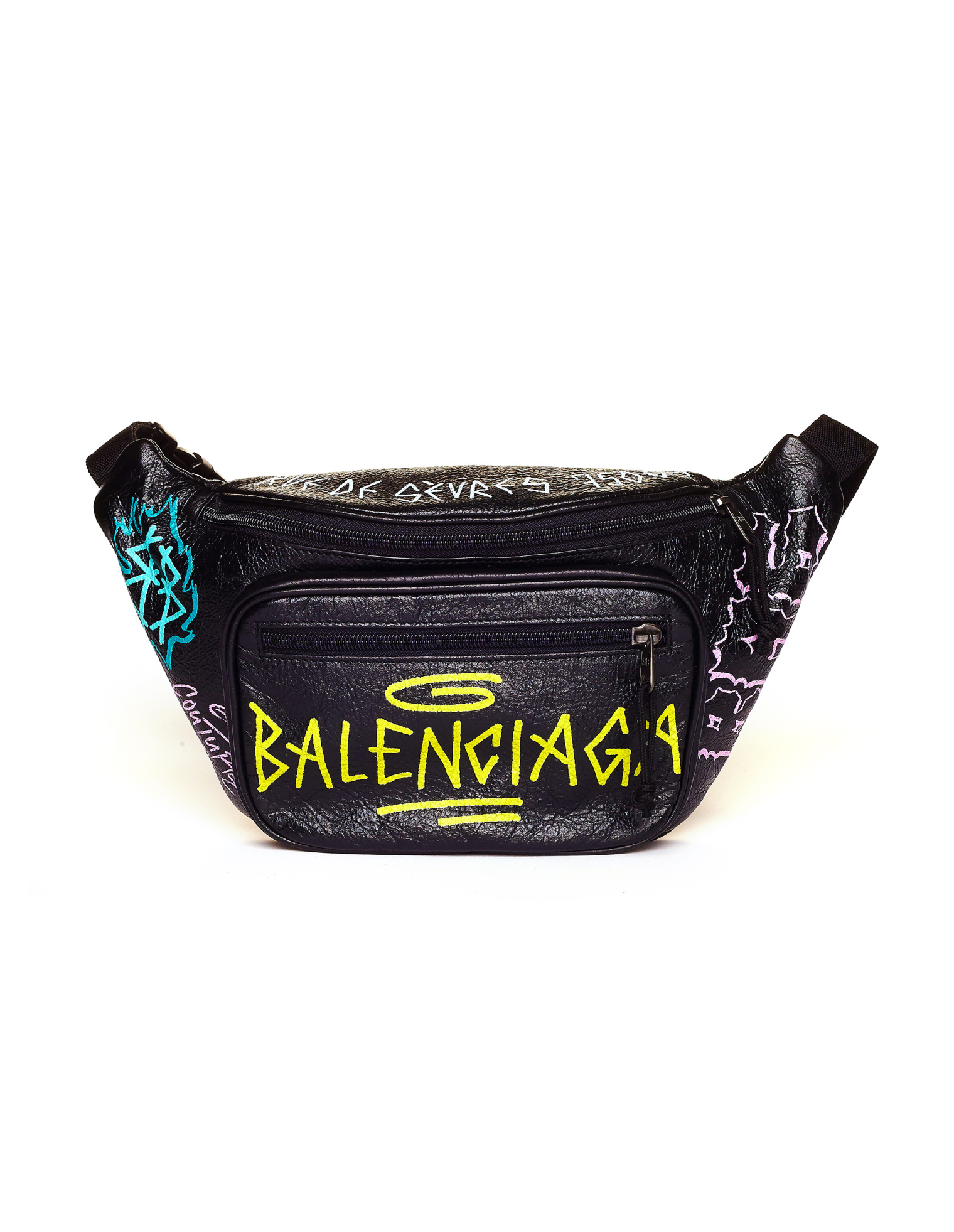 Balenciaga Кожаная поясная сумка с принтом