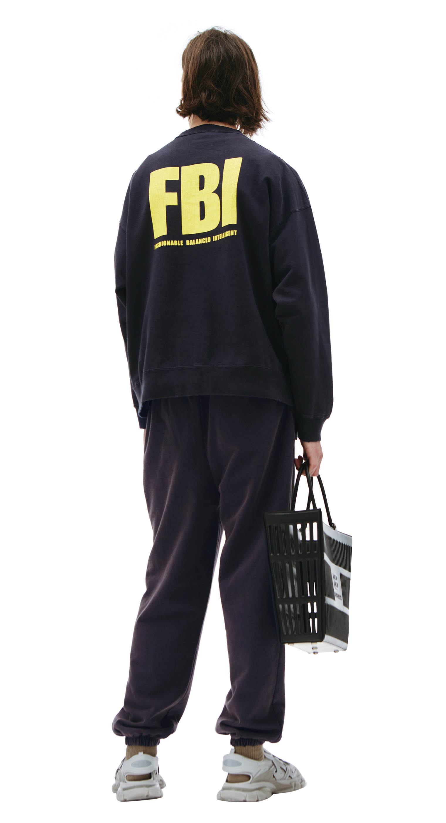 Balenciaga Fraying sweatshirt with FBI print