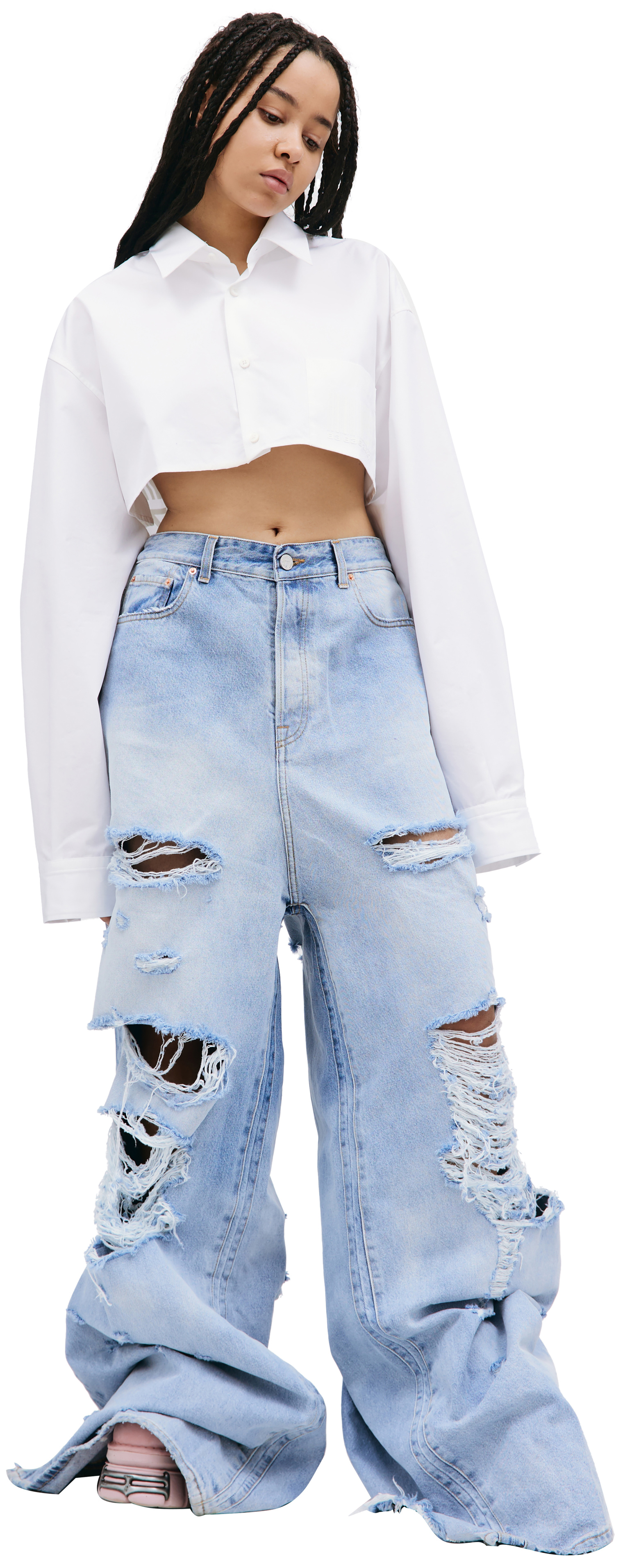 VETEMENTS Широкие раваные джинсы