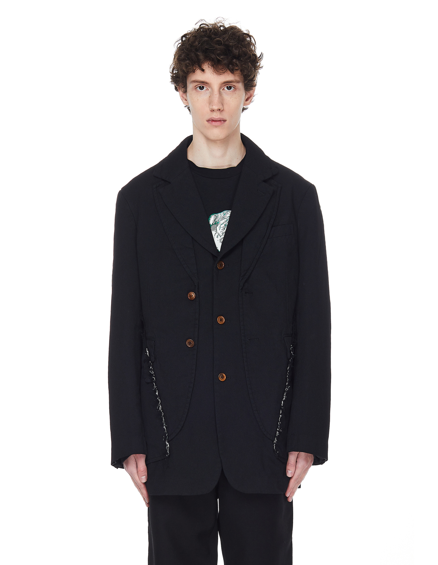 Comme des Garcons Homme plus Черный пиджак с необработанными краями