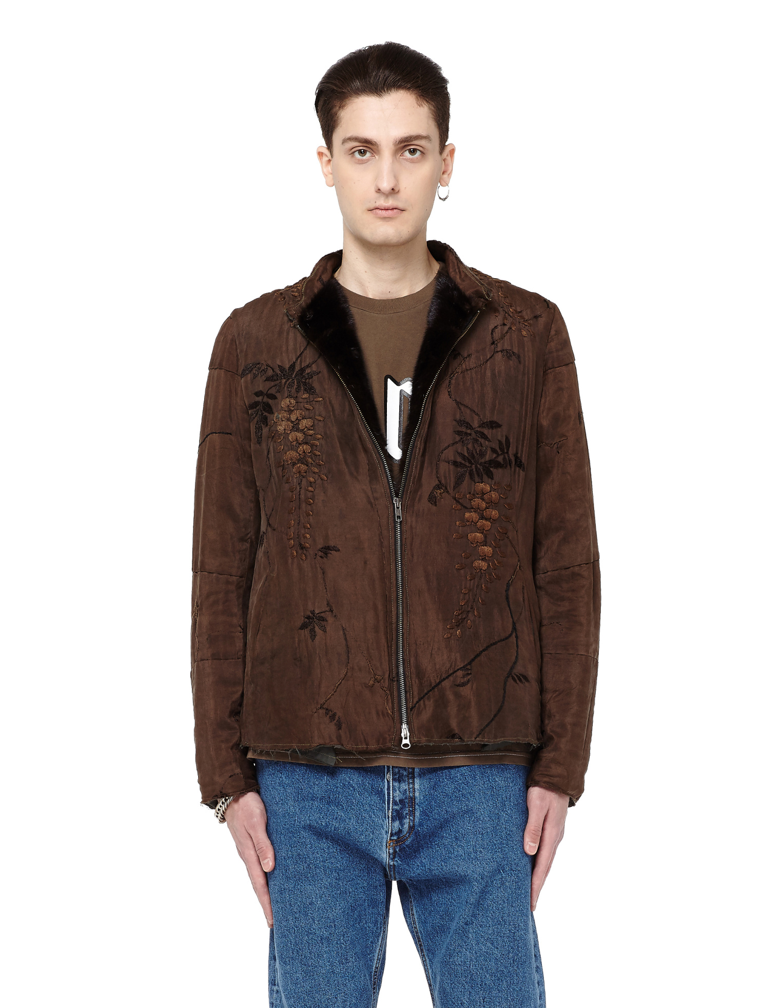By Walid Mink padded silk jacket