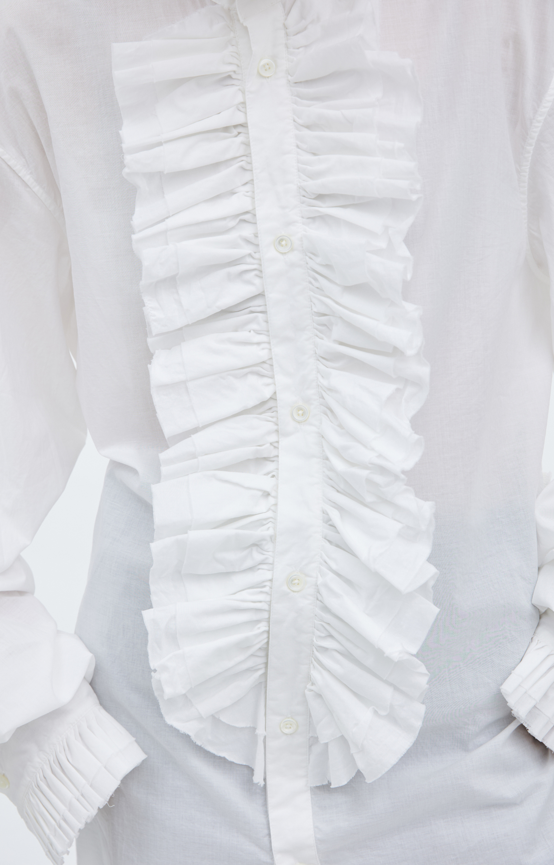 Ann Demeulemeester Cotton shirt with voluminous ruffles on the collar