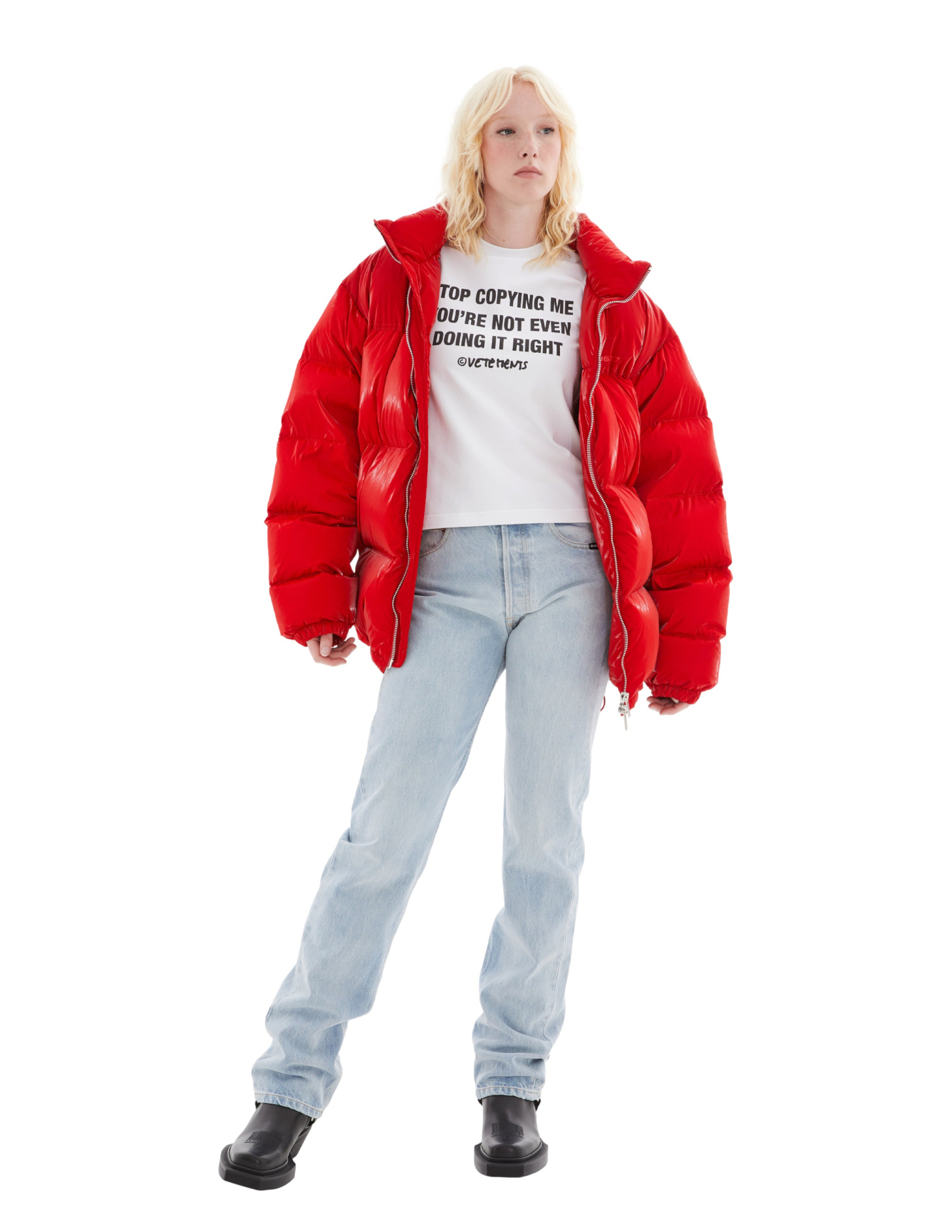 VTMNTS Red Laquer Puffer Jacket