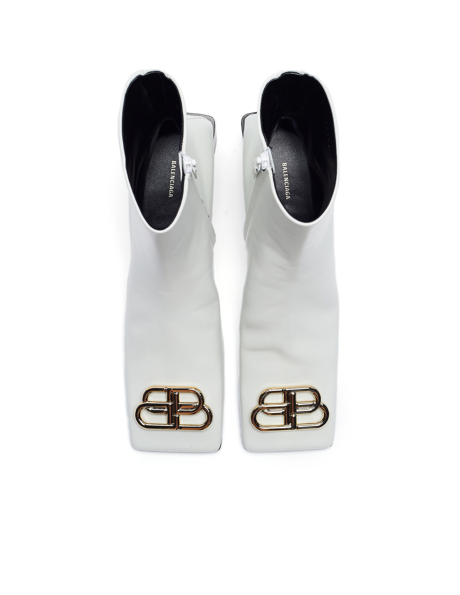 Balenciaga Leather Double Square BB Ankle Boots