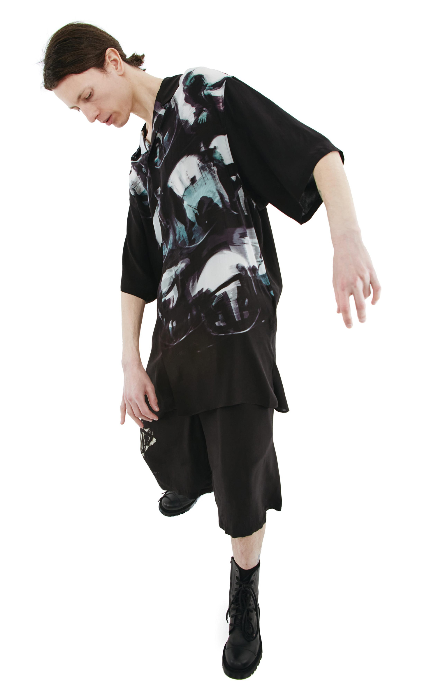 Yohji Yamamoto Шелковая рубашка с коротким рукавом