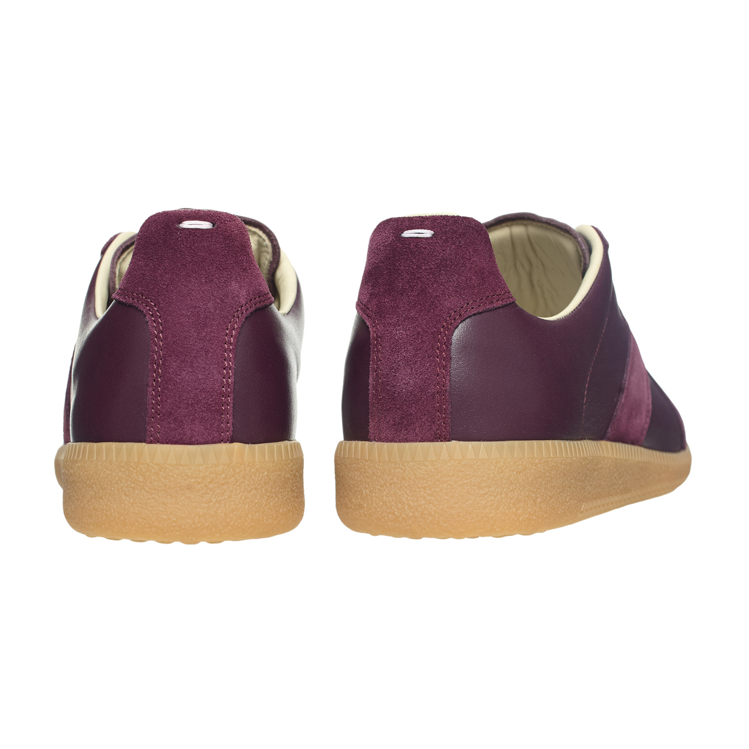Buy Maison Margiela men burgundy replica leather sneakers