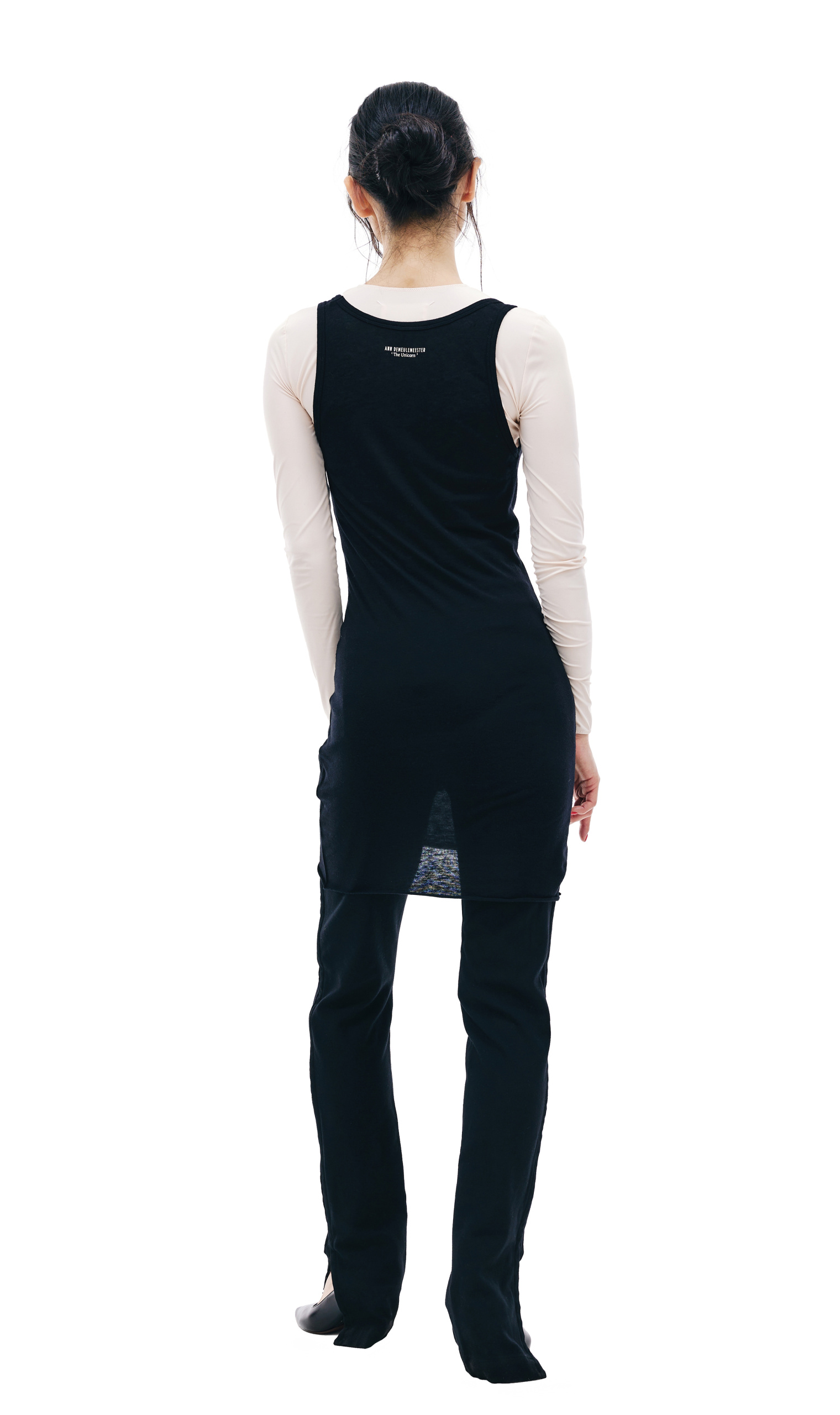 Ann Demeulemeester Black Viscose Logo Tank Top