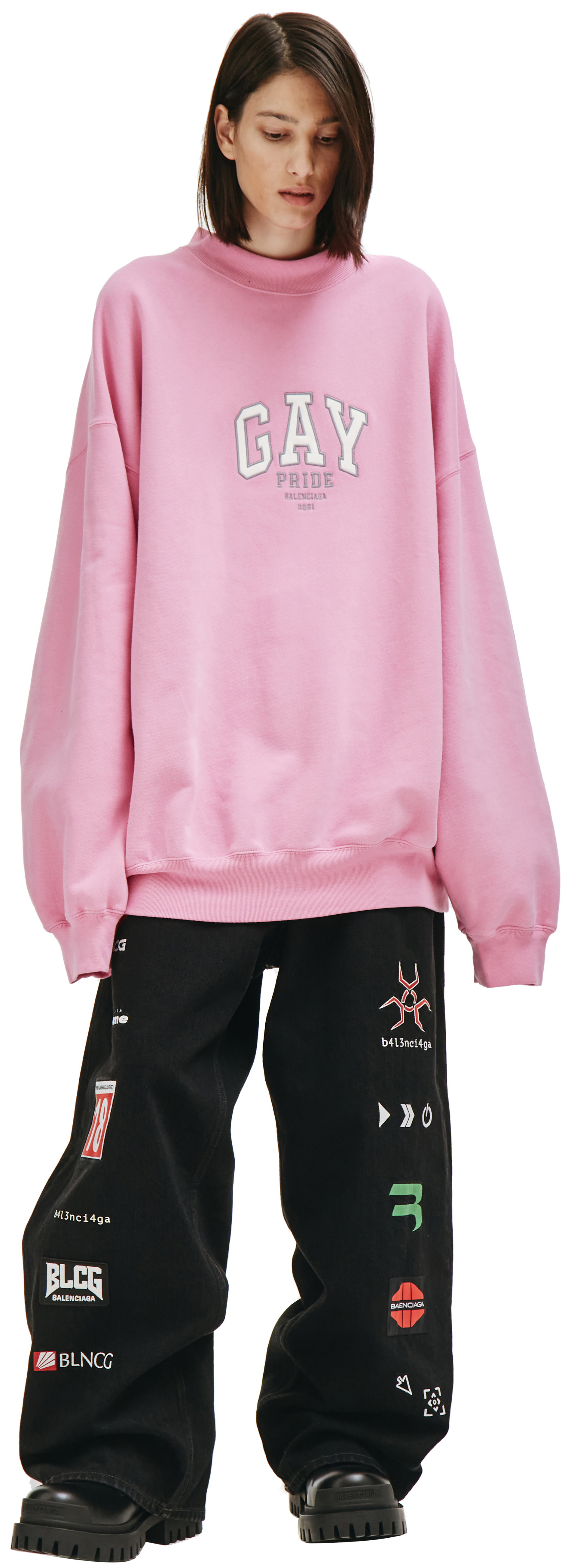 Balenciaga Pink \'Gay Pride\' Embroided Sweatshirt