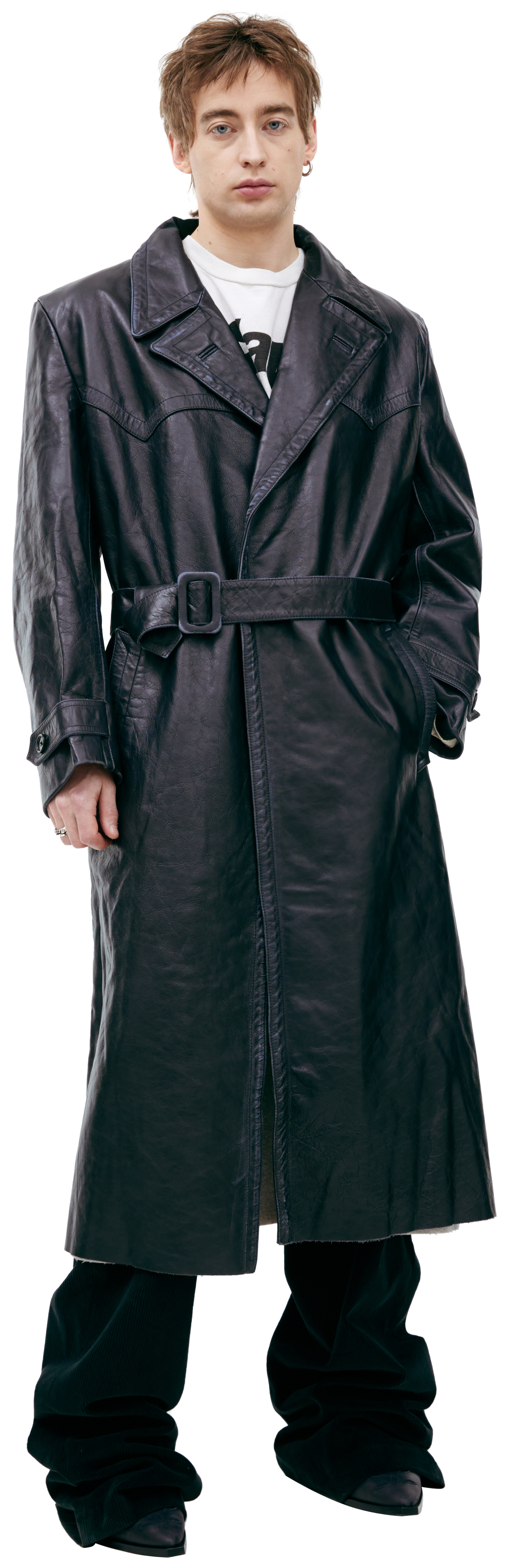 Enfants Riches Déprimés Leather trench coat with belt
