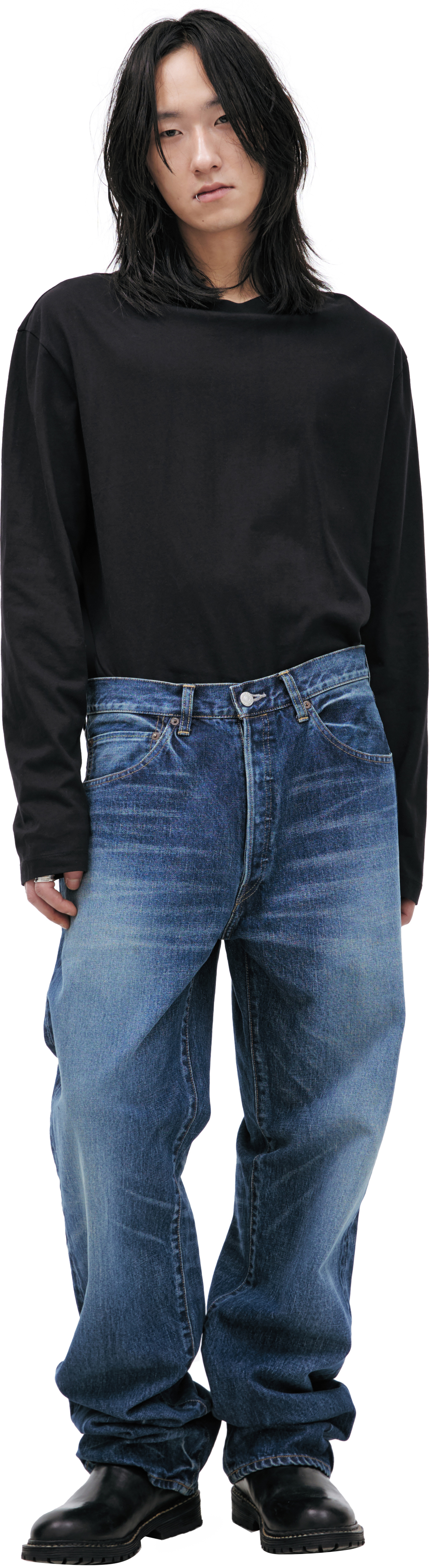 Maison Mihara Yasuhiro Blue jeans with scuffs