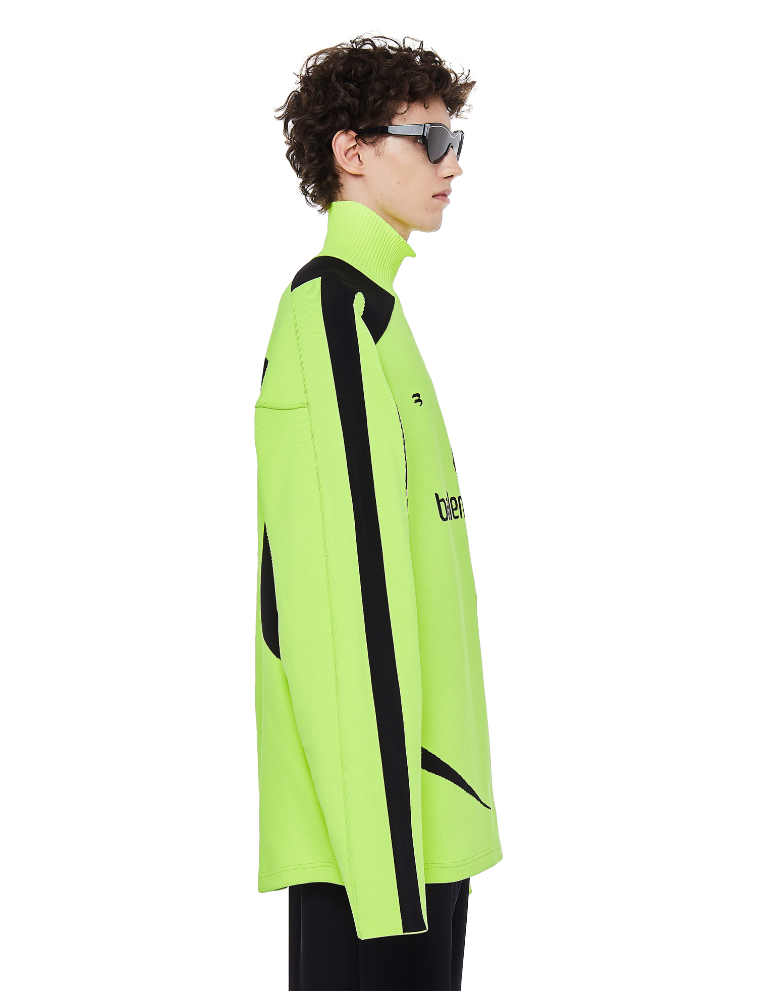 Buy Balenciaga men green soccer high-neck sweater for $1,376 