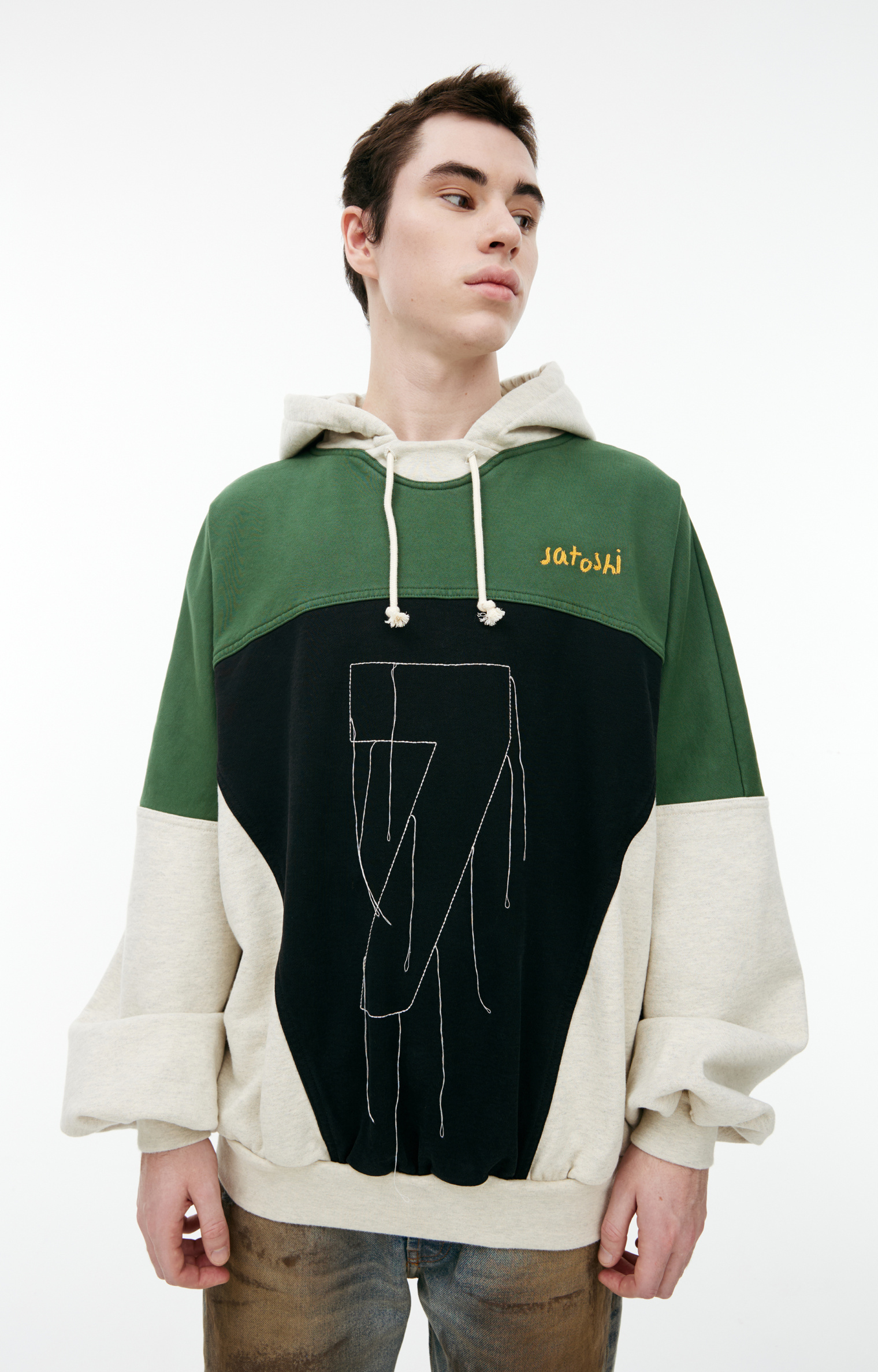 Satoshi Nakamoto Patchwork embroidered hoodie