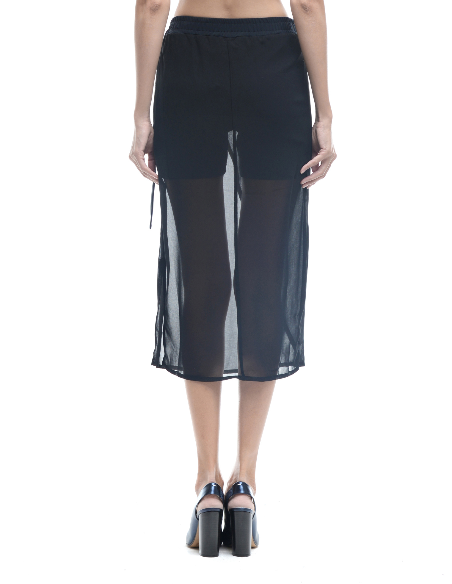Damir Doma Silent Rayon shorts with transparent upper skirt