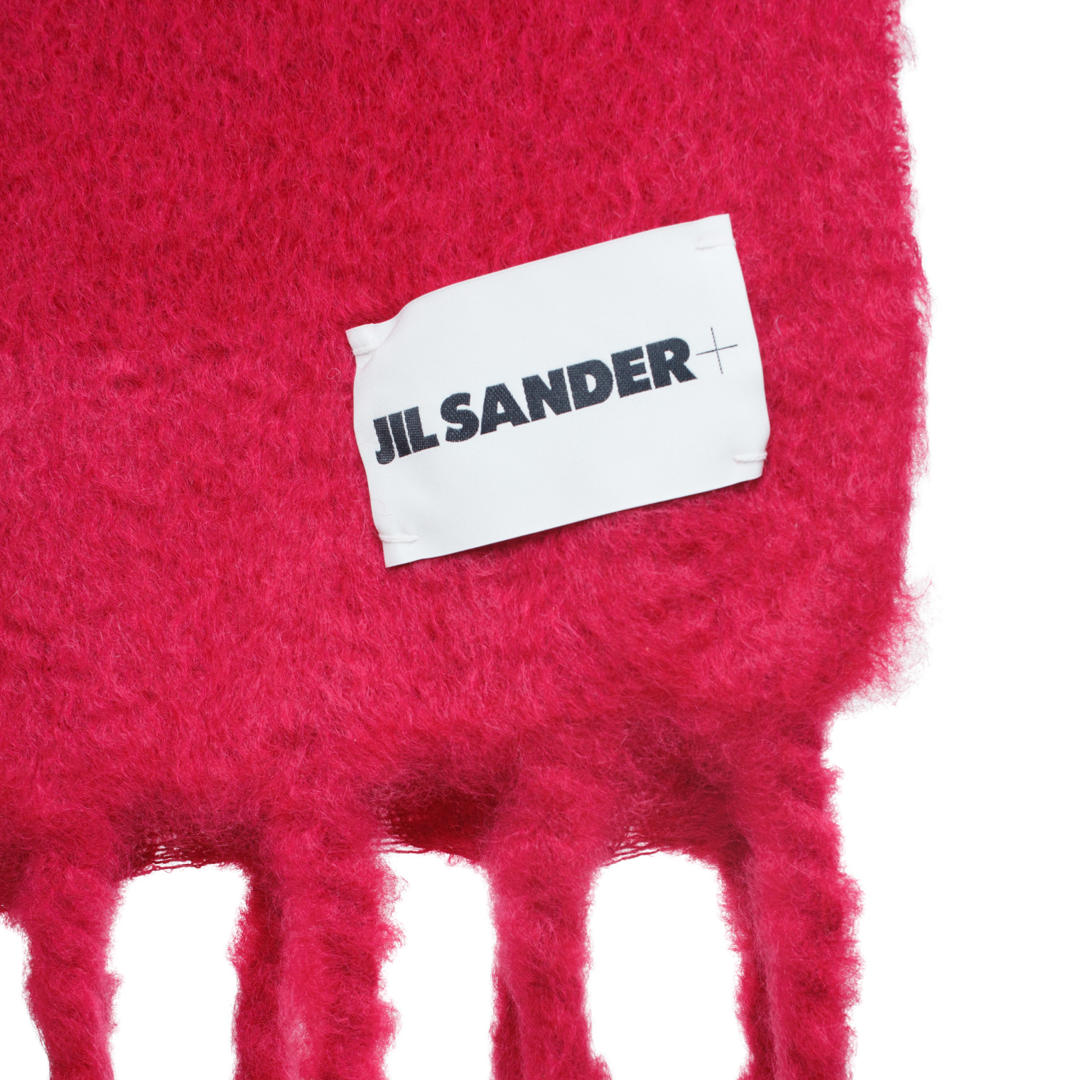 Jil Sander Red mohair knitted scarf