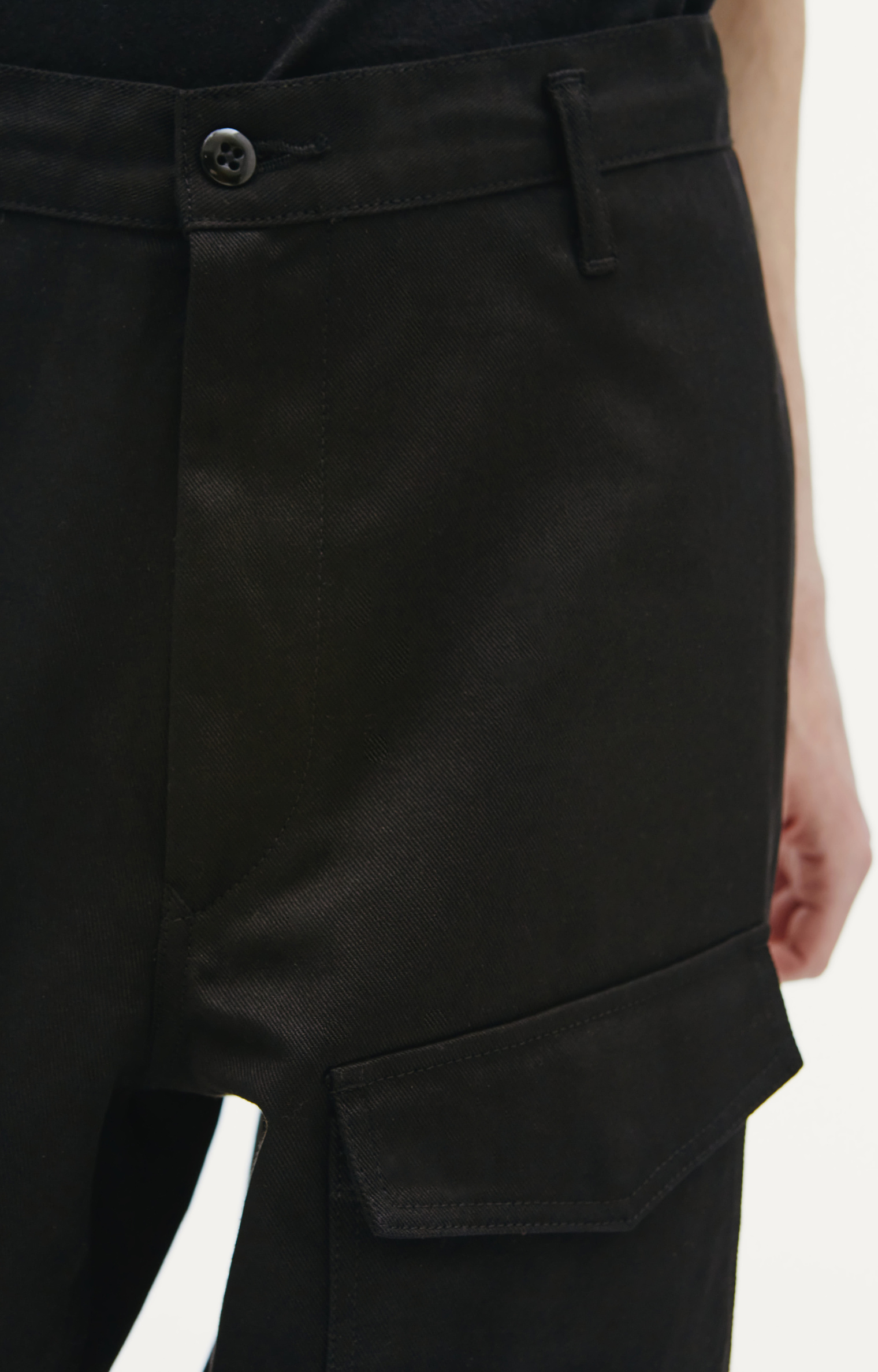 Yohji Yamamoto Black Cotton pants flap pockets
