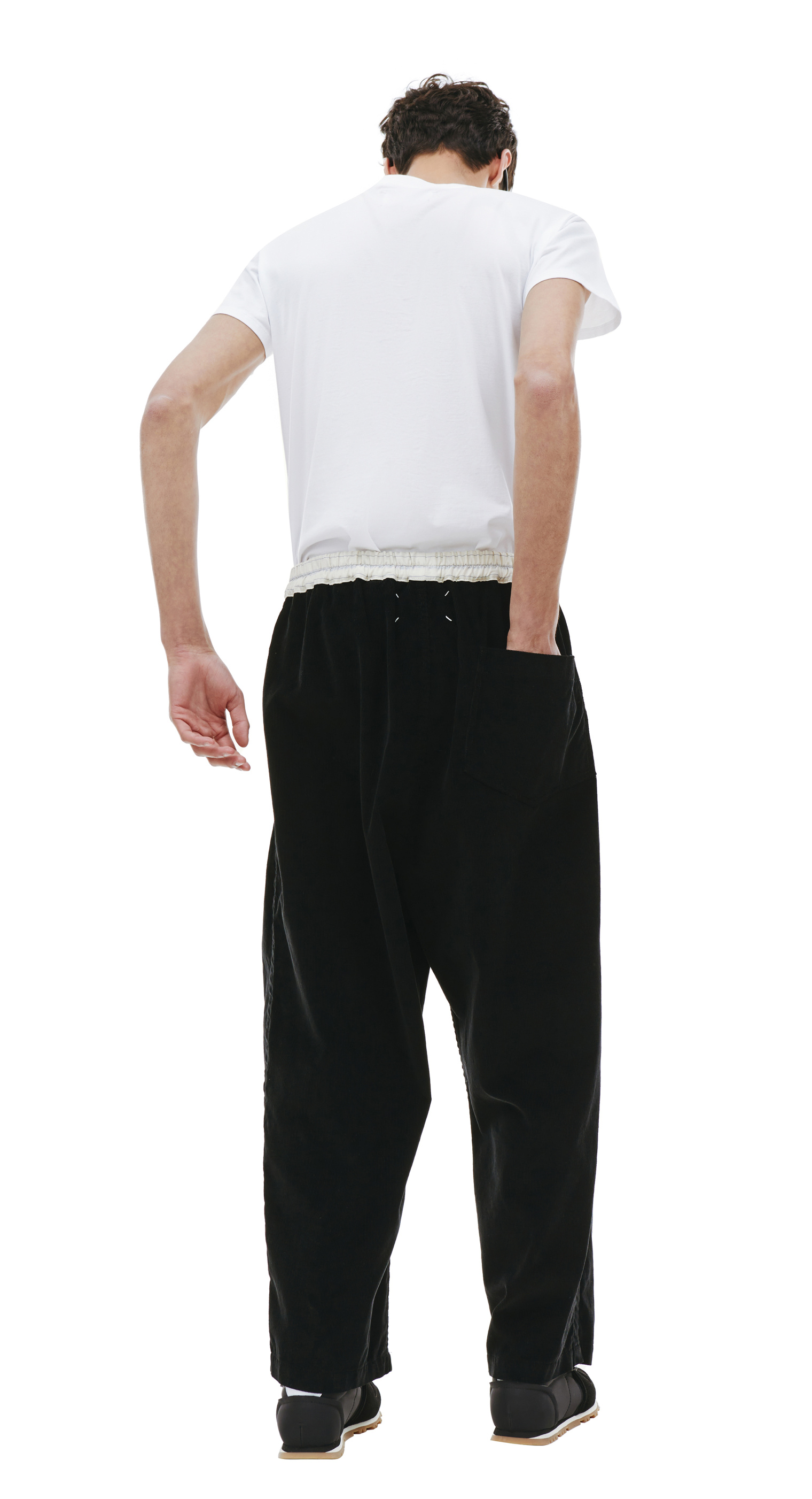 Buy Maison Margiela men black corduroy trousers for $725 online on