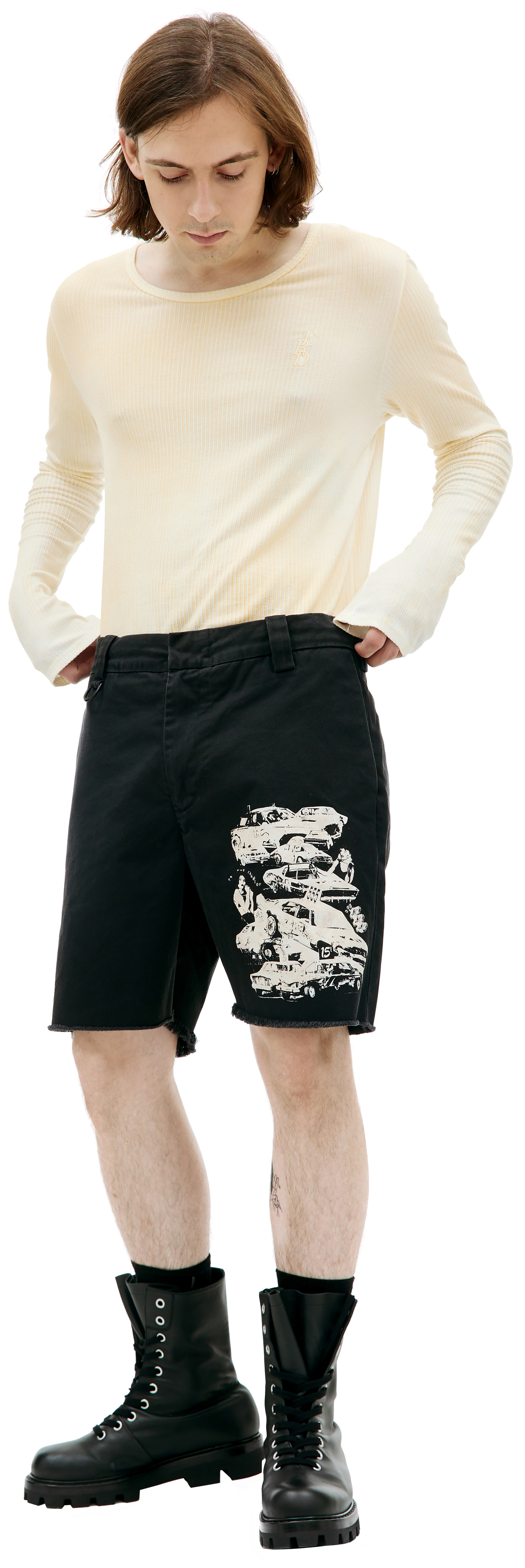 Enfants Riches Déprimés Crash printed denim shorts