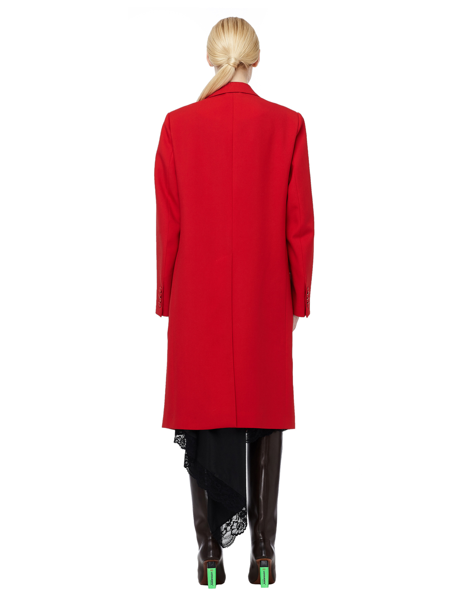 VETEMENTS Двубортное шерстяное пальто красного цвета