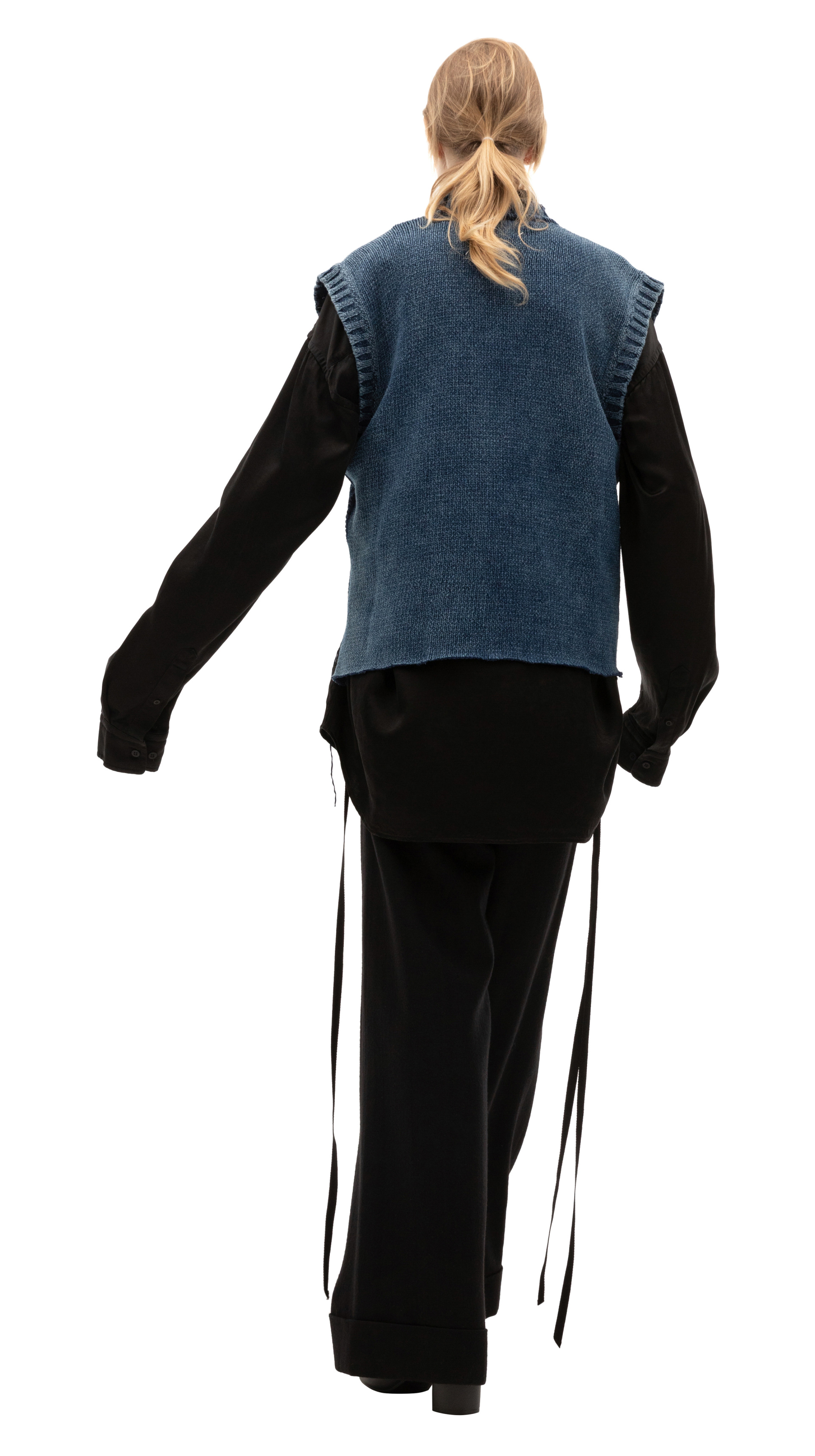 Maison Margiela V-neck Blue Washed Vest