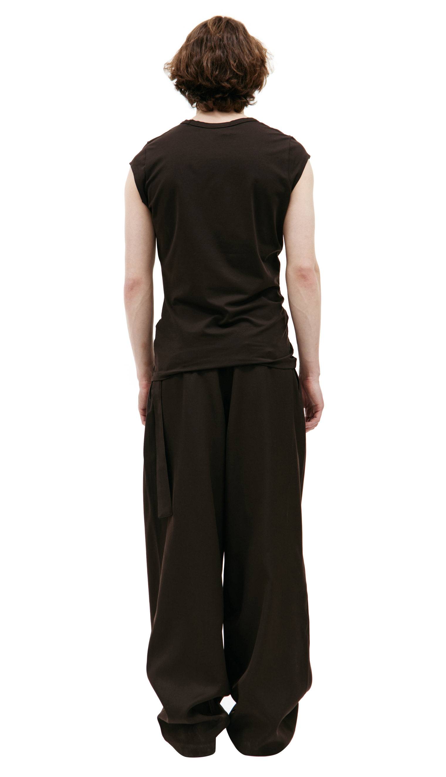 LOUIS GABRIEL NOUCHI Brown t-shirt with asymmetrical opening