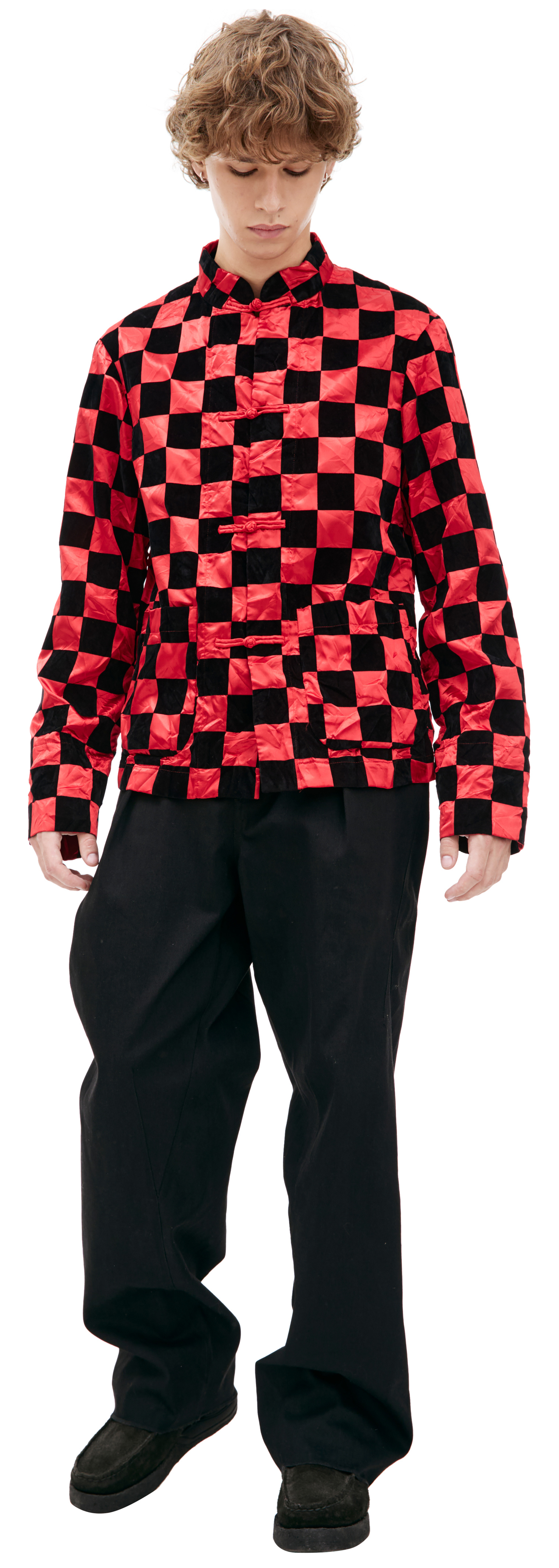 Comme des Garcons Checkered jacket with stand-up collar