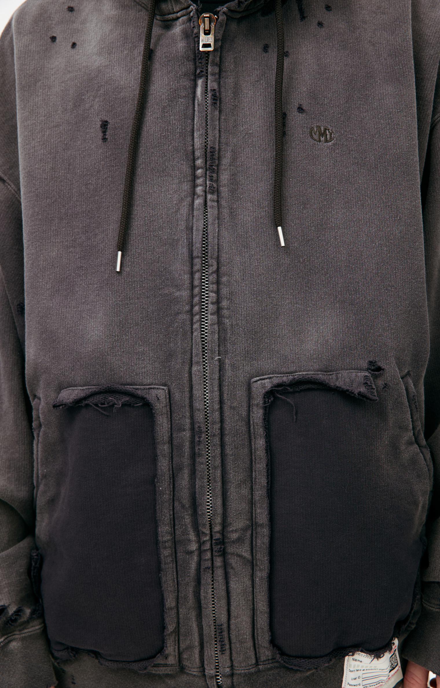 Maison Mihara Yasuhiro Grey hoodie with zipper