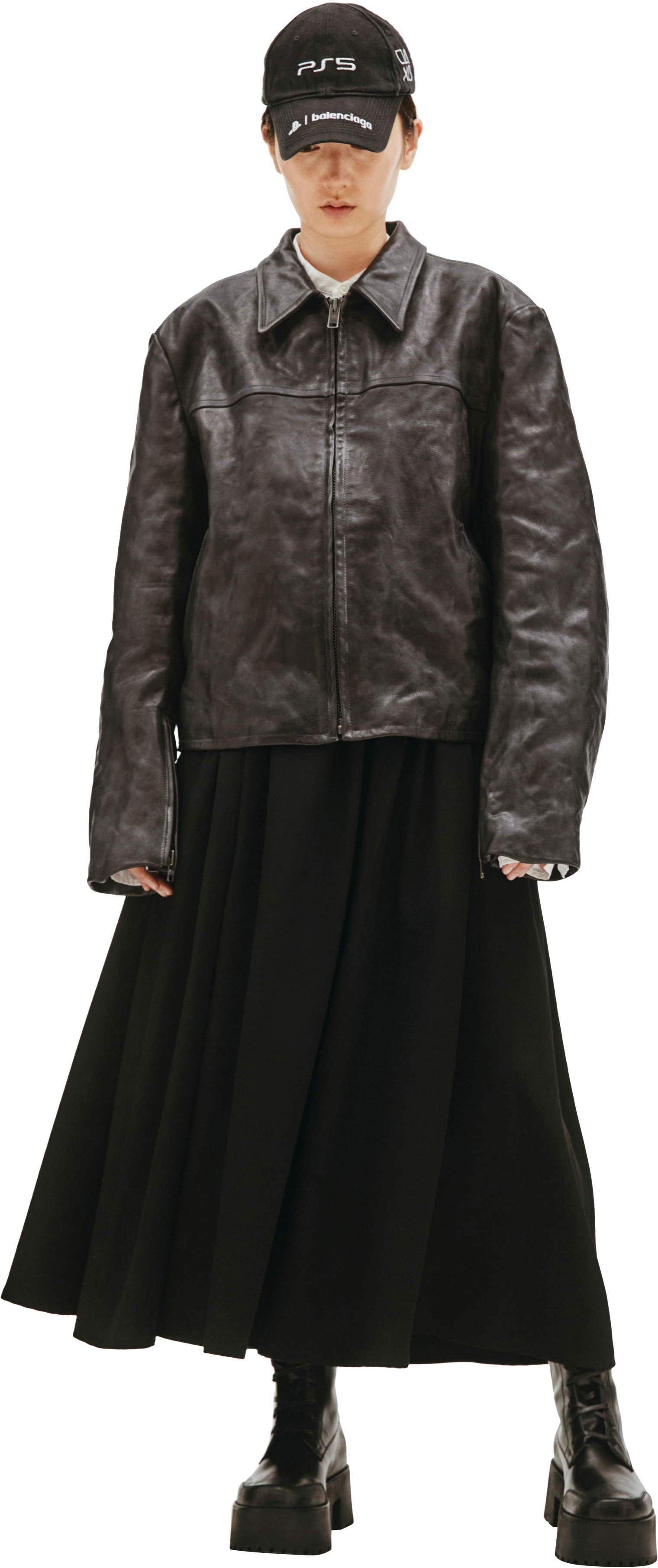 Balenciaga Черная кожаная куртка с потертостями