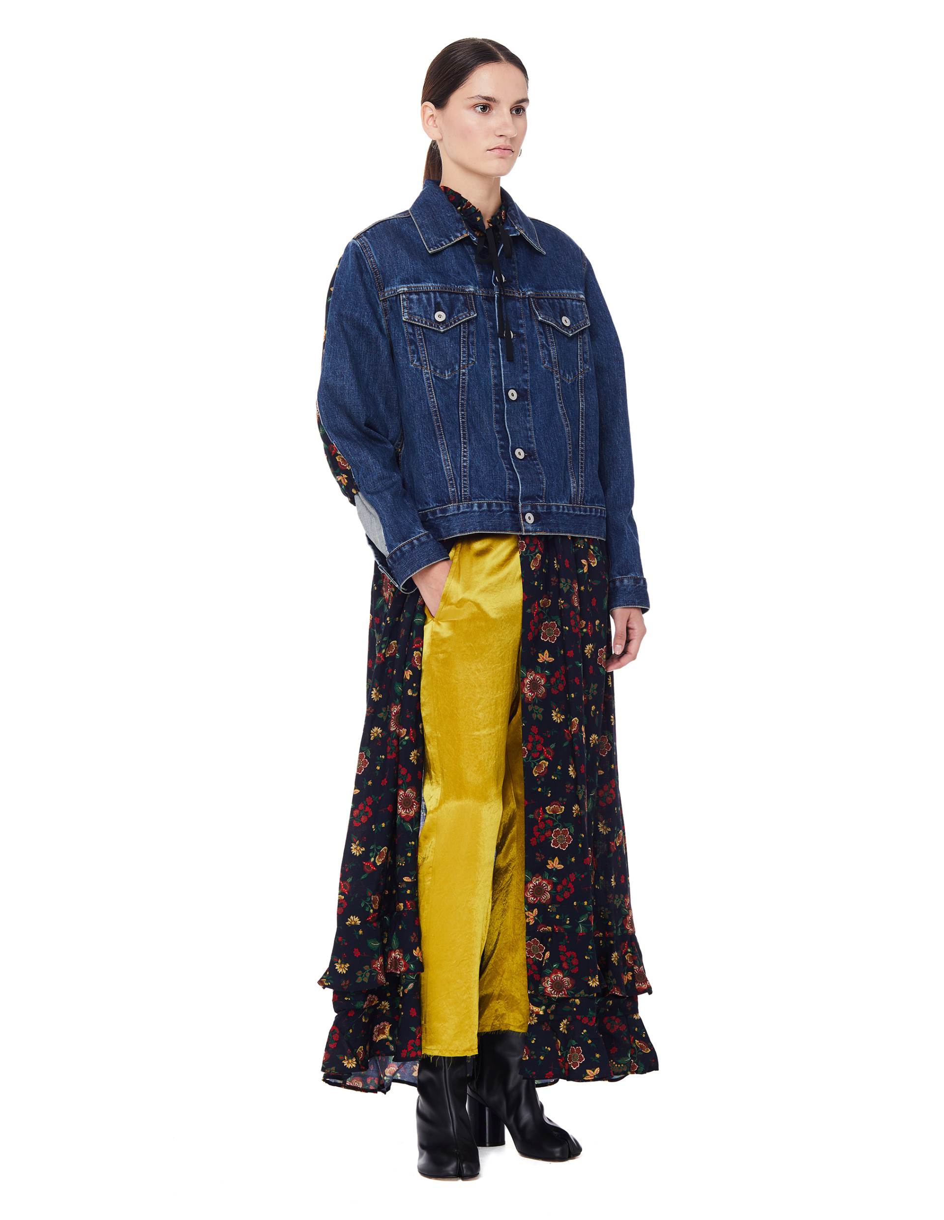 Junya Watanabe Flower Dress With Denim Jacket