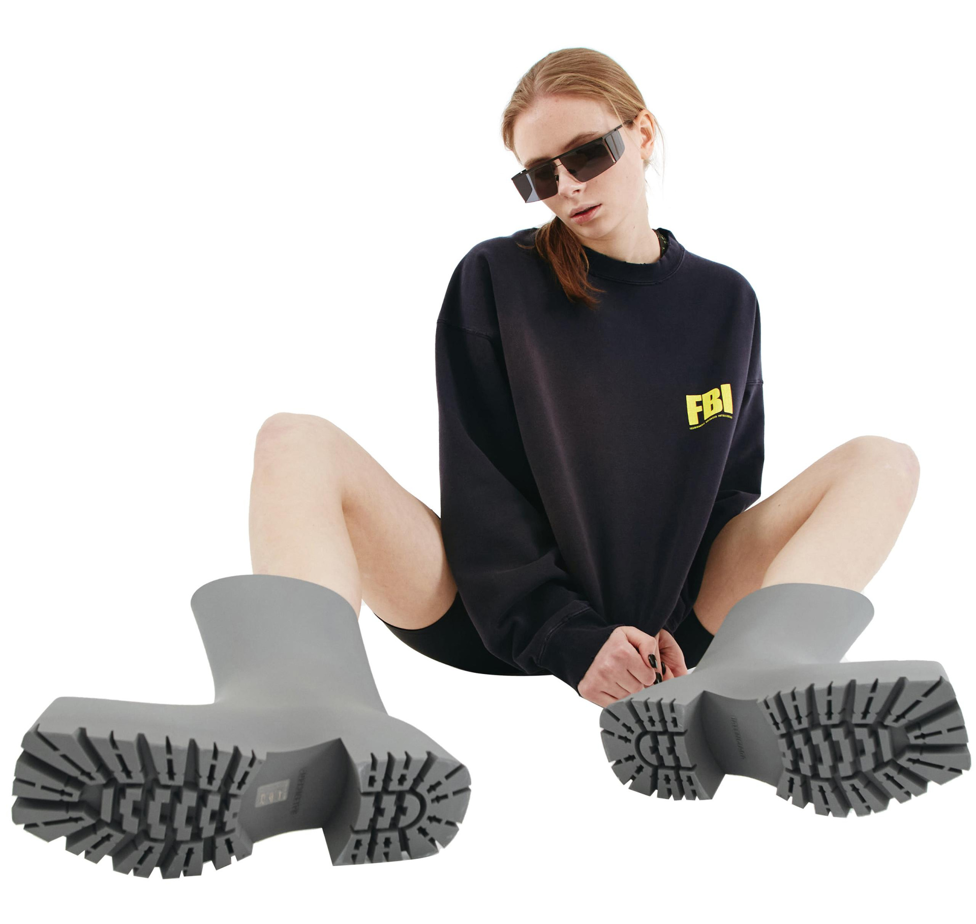 Balenciaga Fraying sweatshirt with FBI print