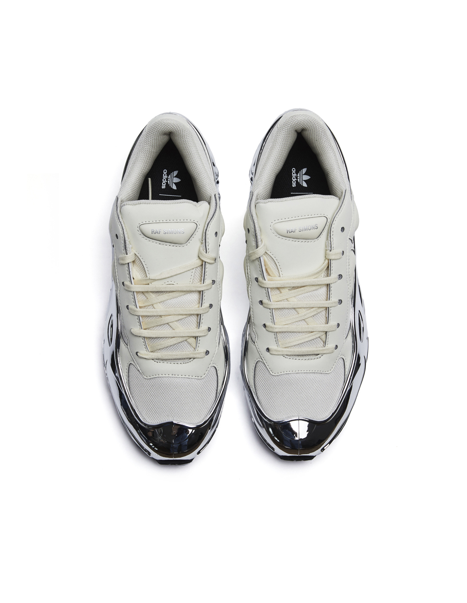 Raf Simons White & Silver Ozweego Sneakers