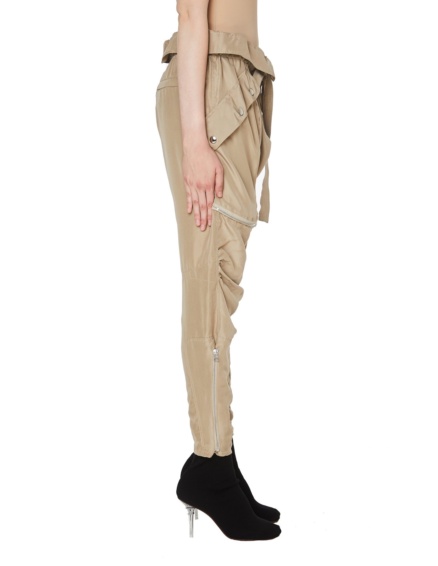 Faith Connexion Beige Silk Cargo Trousers