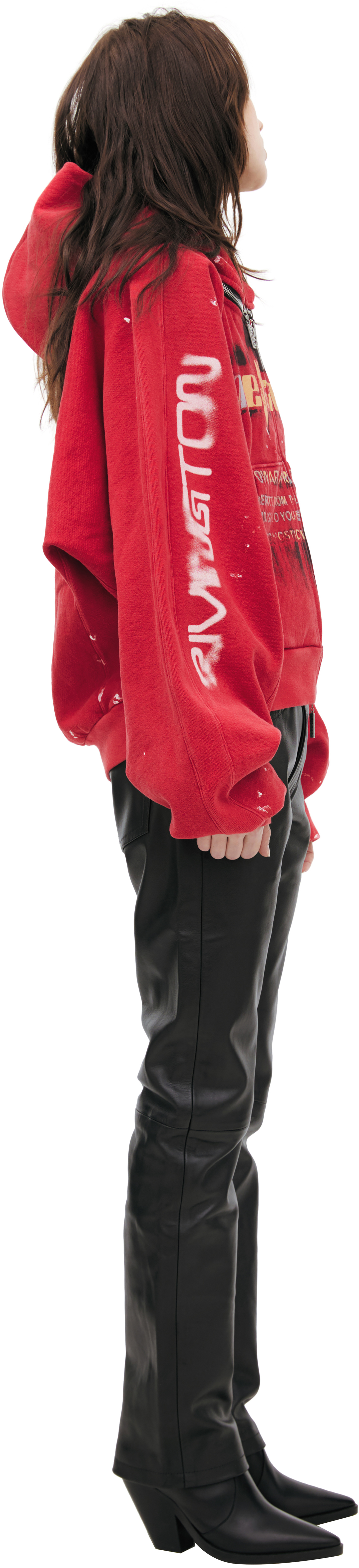 RRR123 Red zip-up hoodie