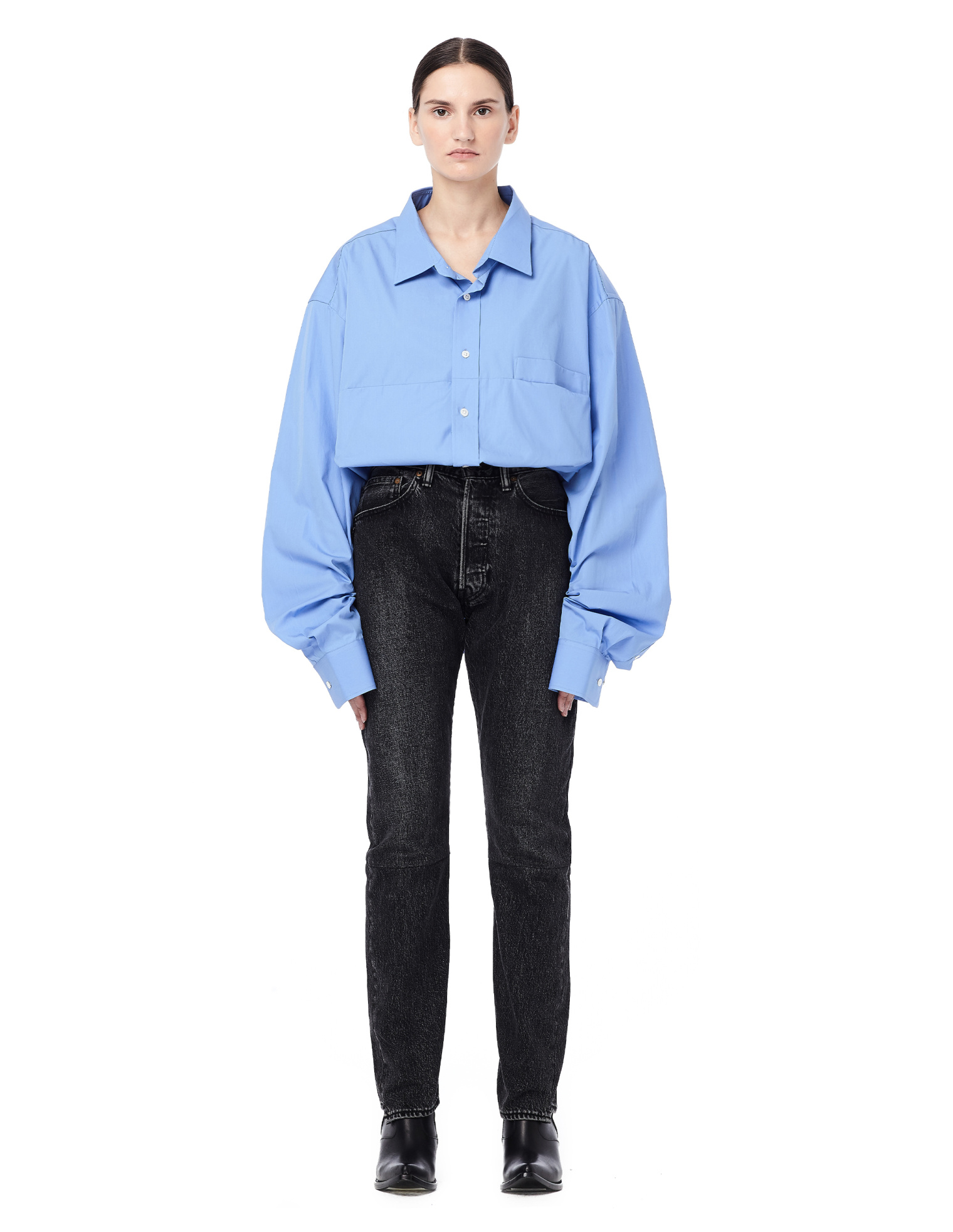 VETEMENTS Укороченная рубашка из голубого хлопка