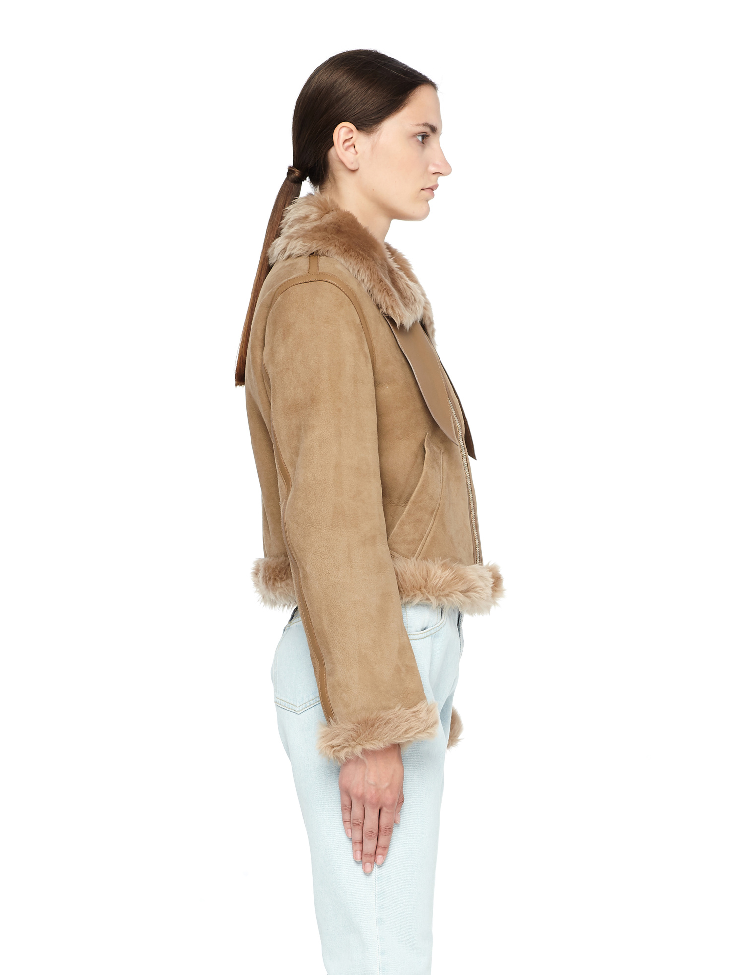 Balenciaga Shearling Beige Jacket with Scarf