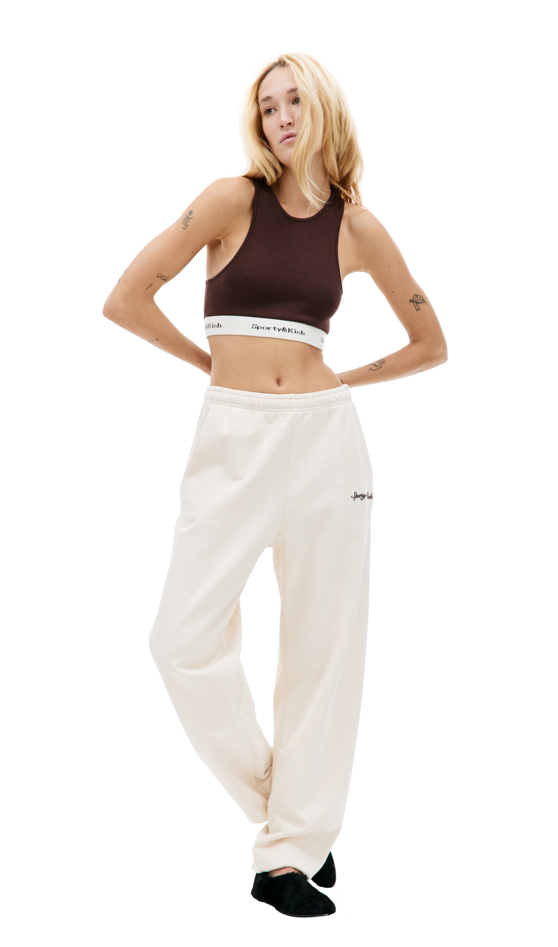 SPORTY & RICH Logo embroidered sweatpants