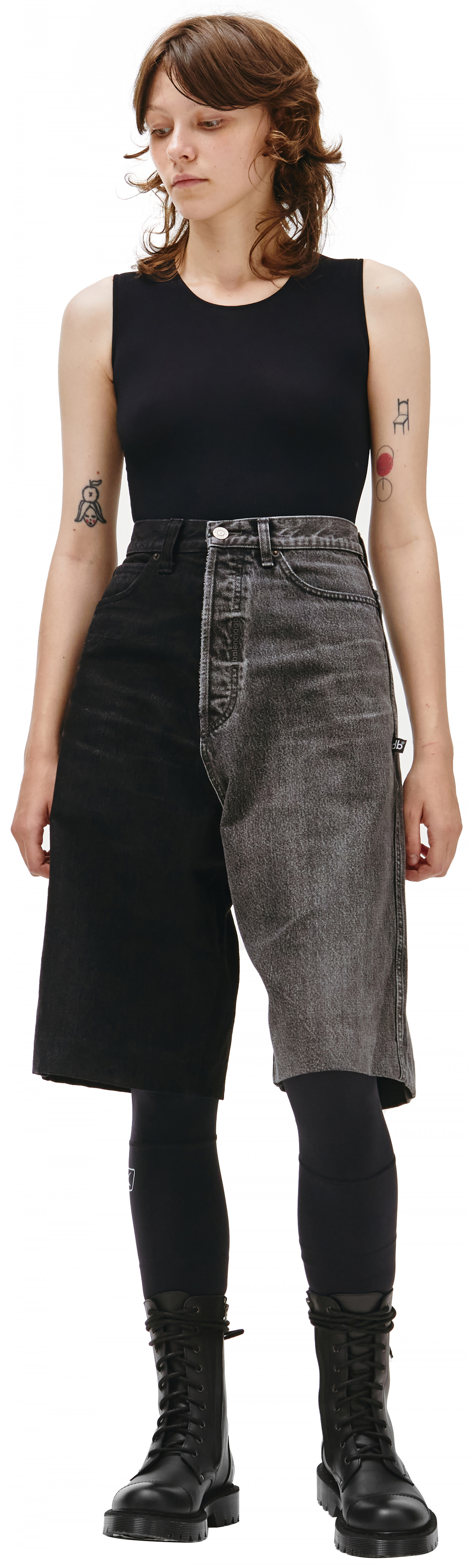 Balenciaga Черно-серые джинсовые шорты с вышивкой