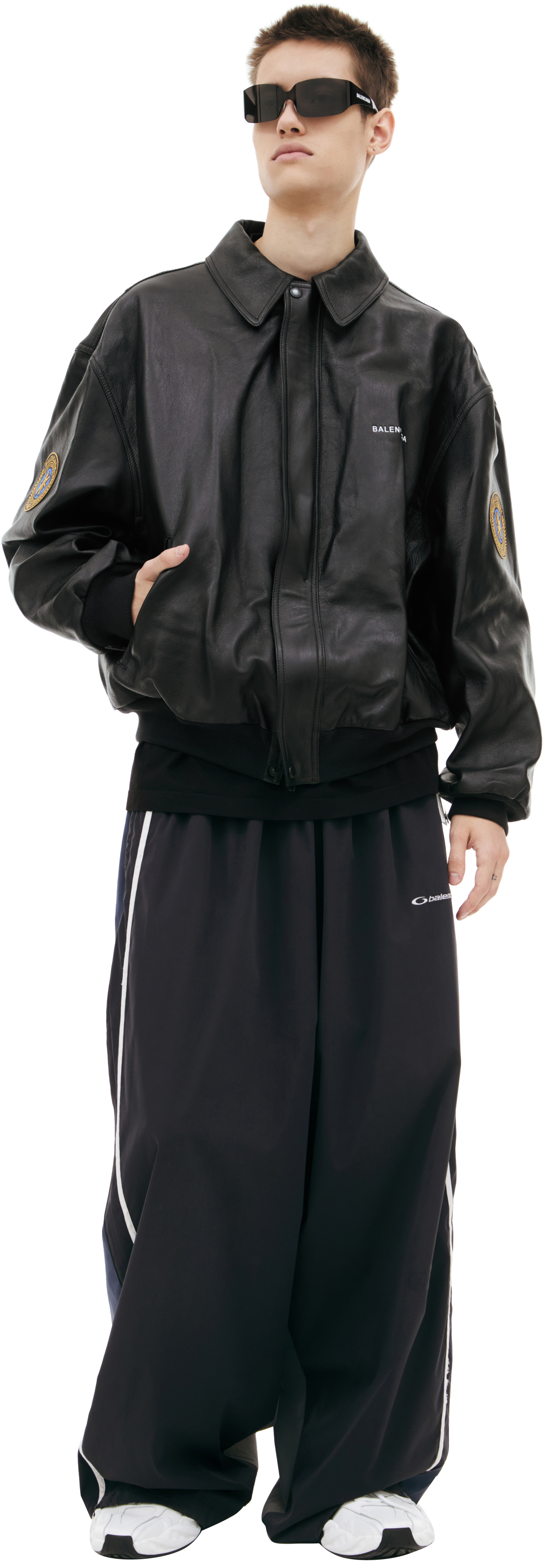 Balenciaga Leather jacket with patches