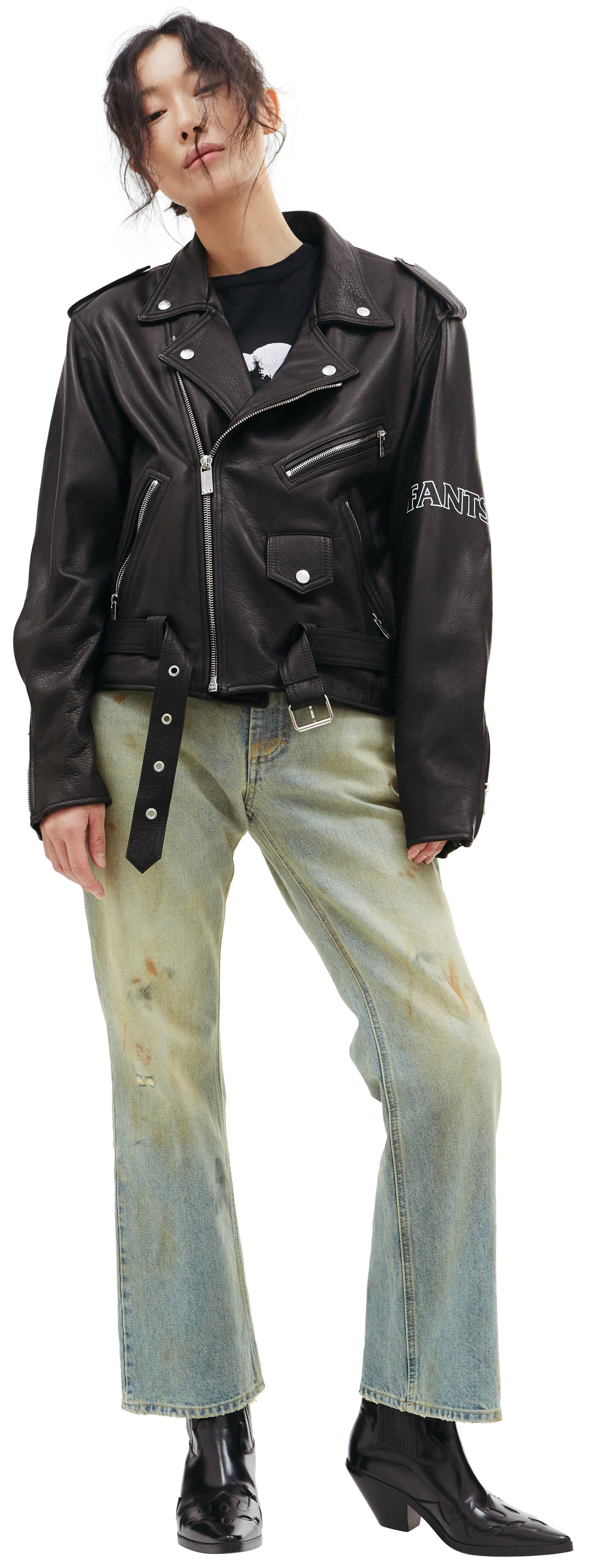 Enfants Riches Déprimés Rose print moto jacket