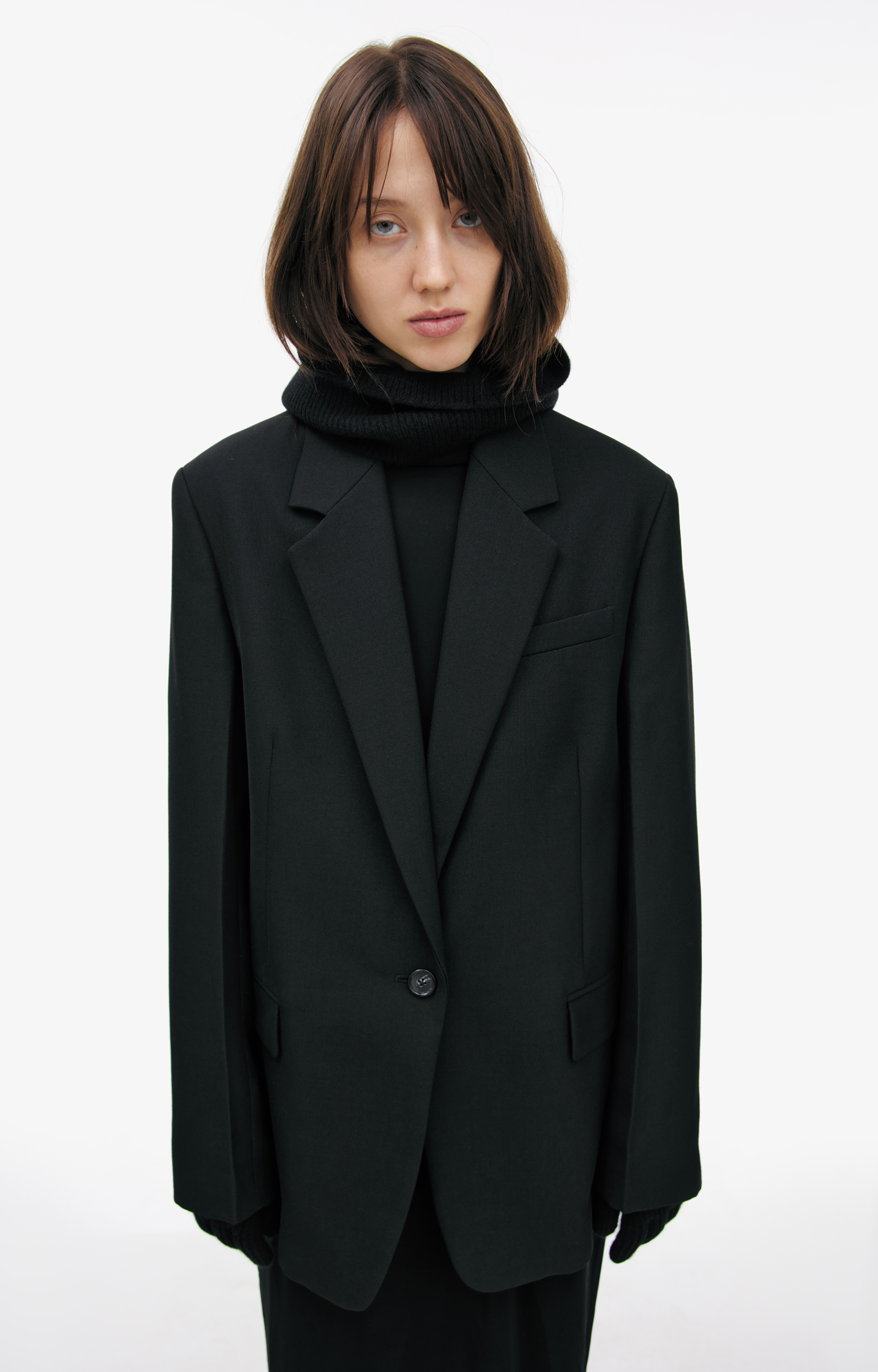 TOTEME Пиджак-252-WRZ0049-FB0026 классический одна пуговица,полиэстер и шерсть,