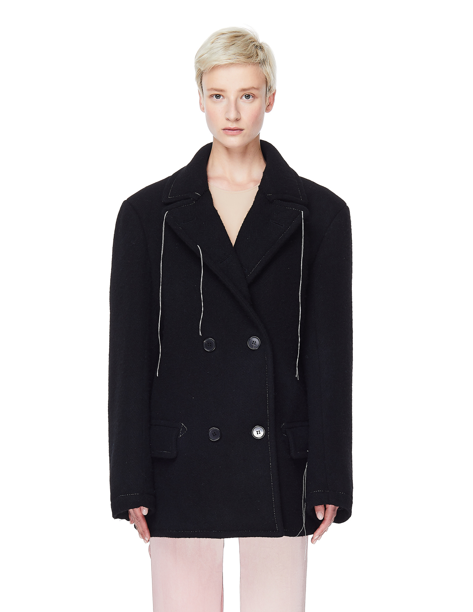 Maison Margiela Black Wool Peacoat