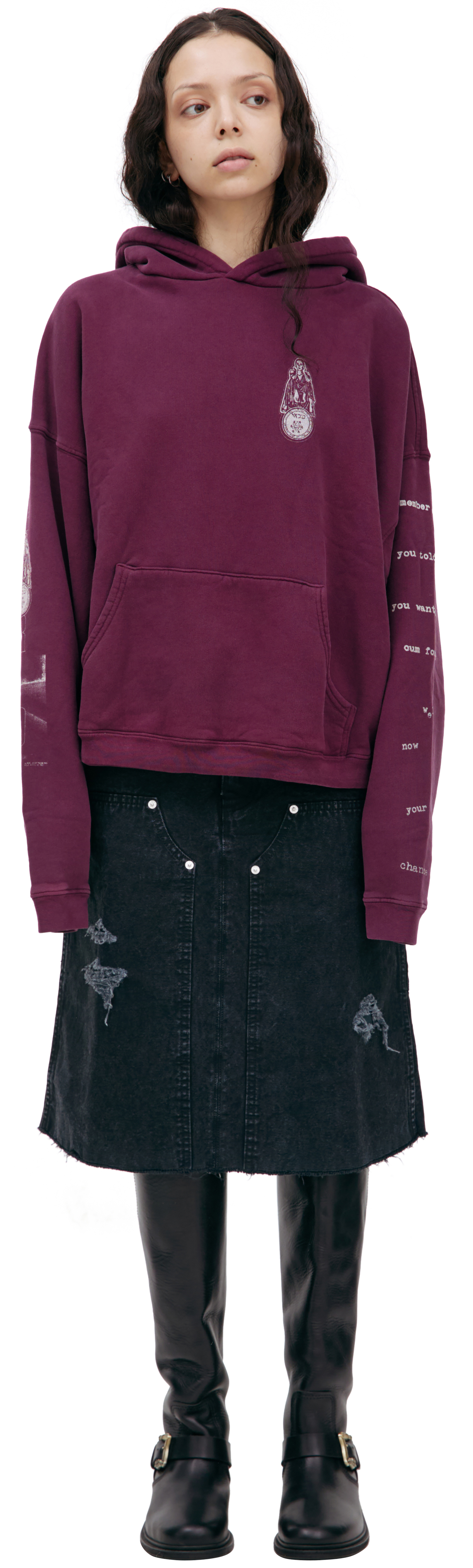 Enfants Riches Déprimés Burgundy hoodie with print