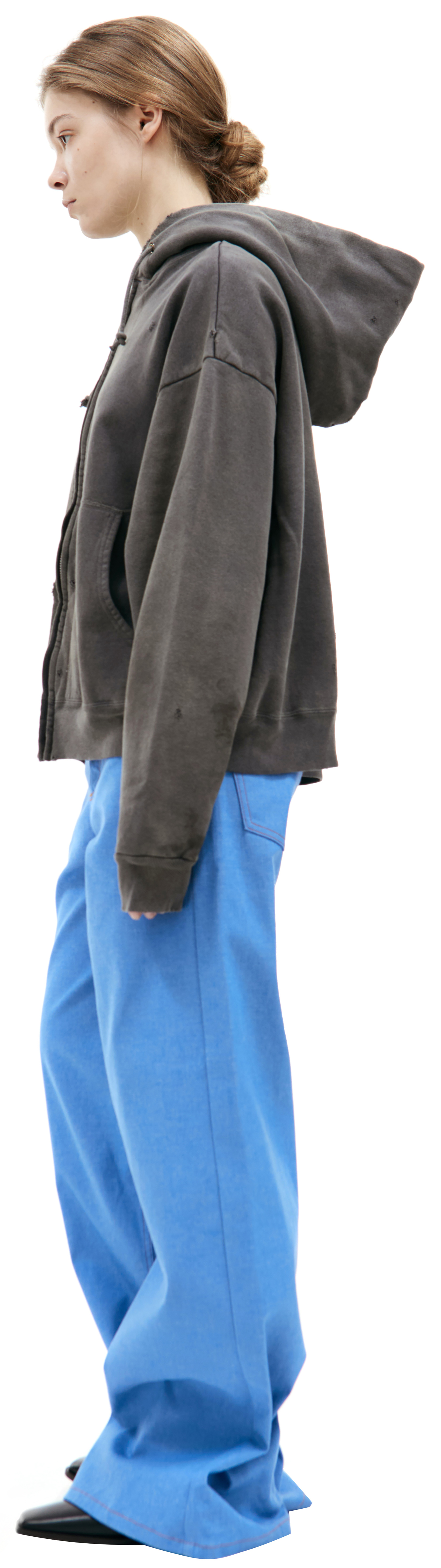 Saint Michael Distressed zip-up hoodie