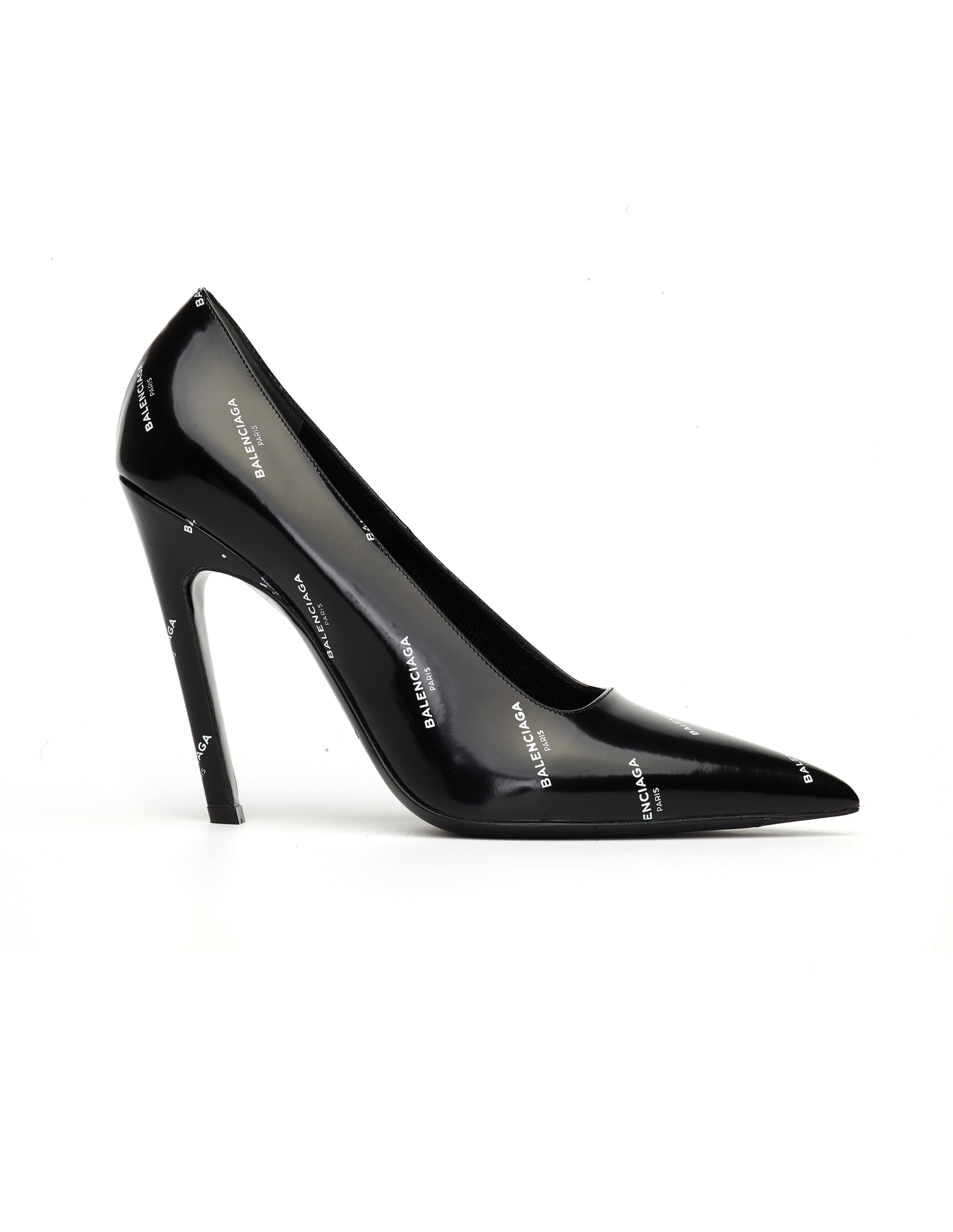 Balenciaga Leather Slash Logo Heels