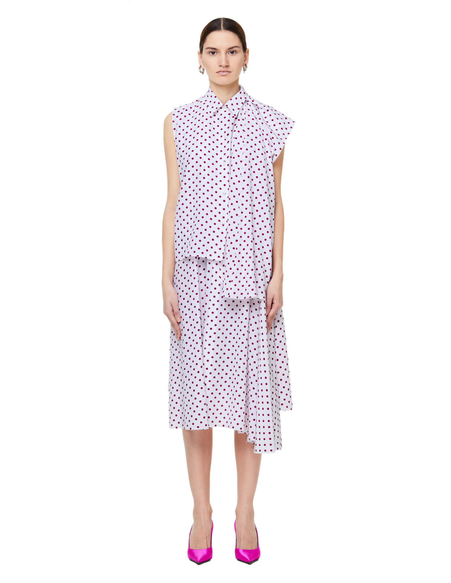Balenciaga Convertible Viscose Polka Dot Dress