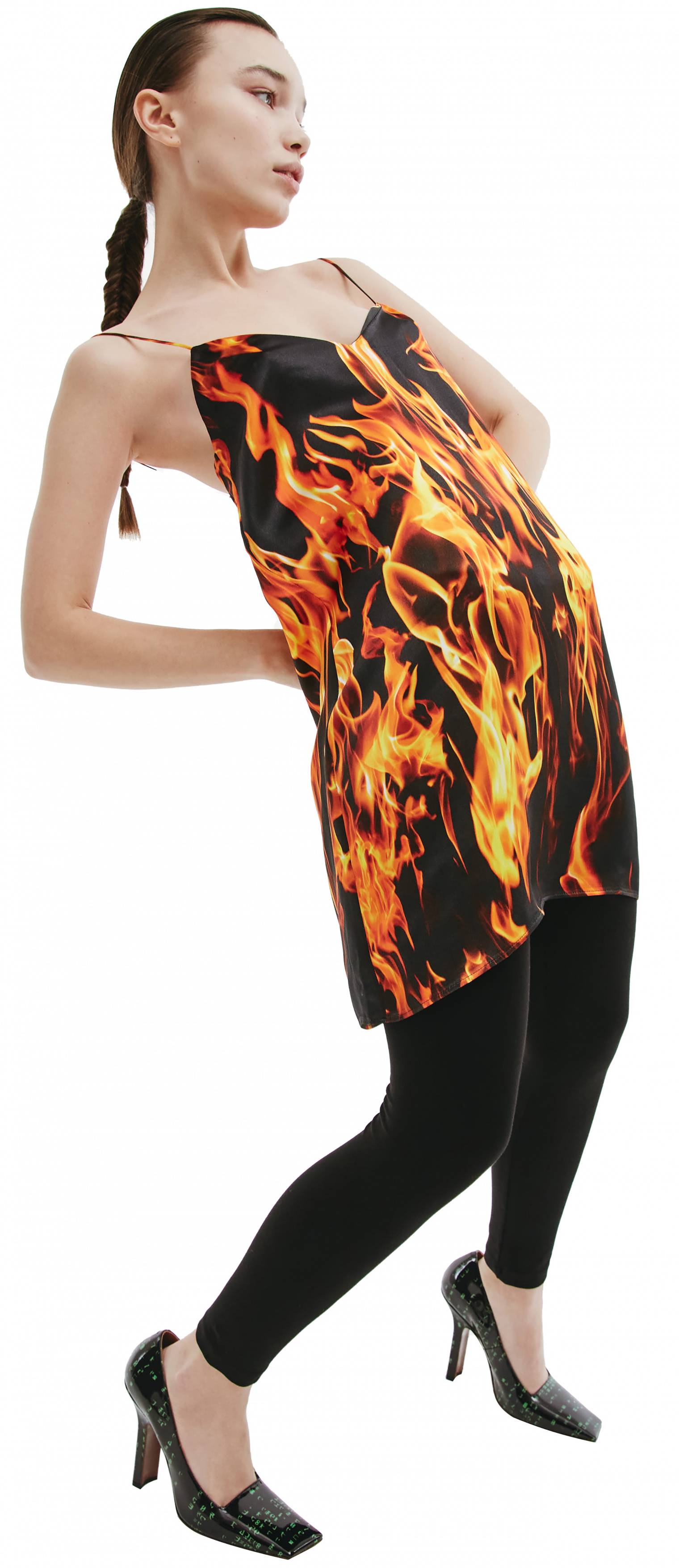 VETEMENTS Платье-комбинация с пламенем