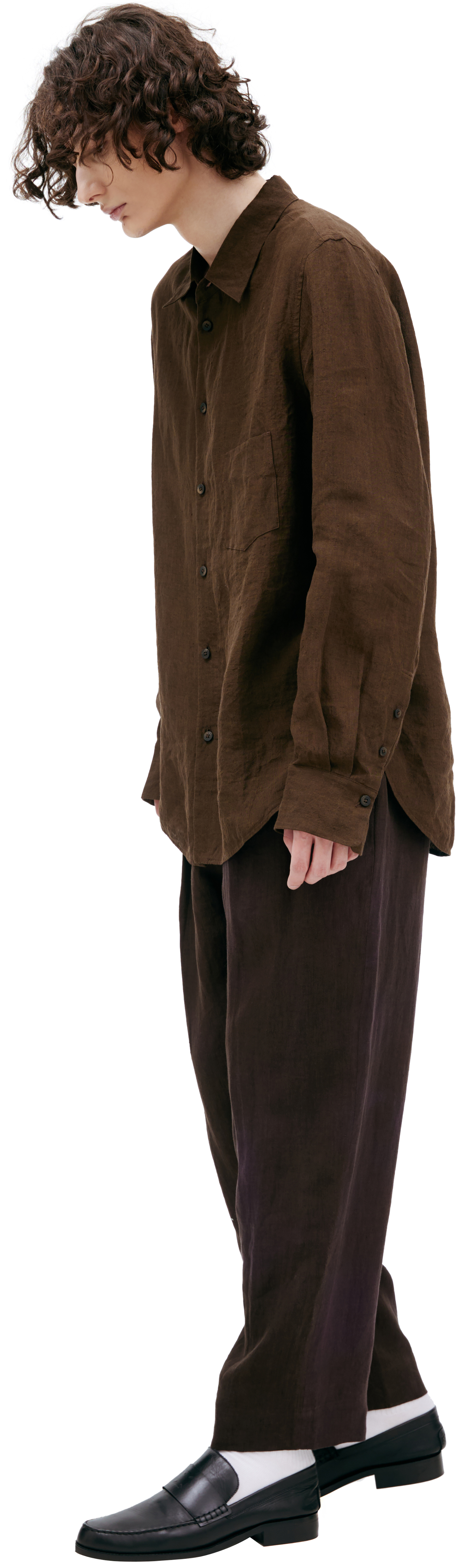 Ziggy Chen Brown linen shirt