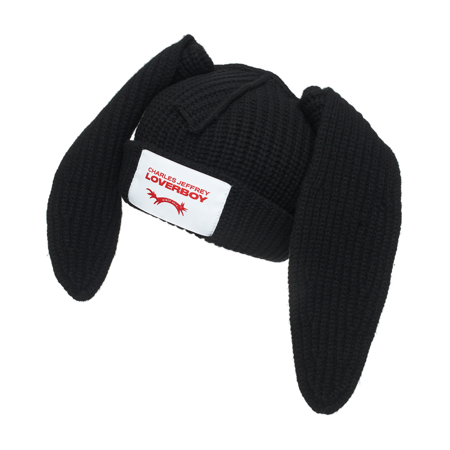 CHARLES JEFFREY LOVERBOY Black chunky rabbit beanie