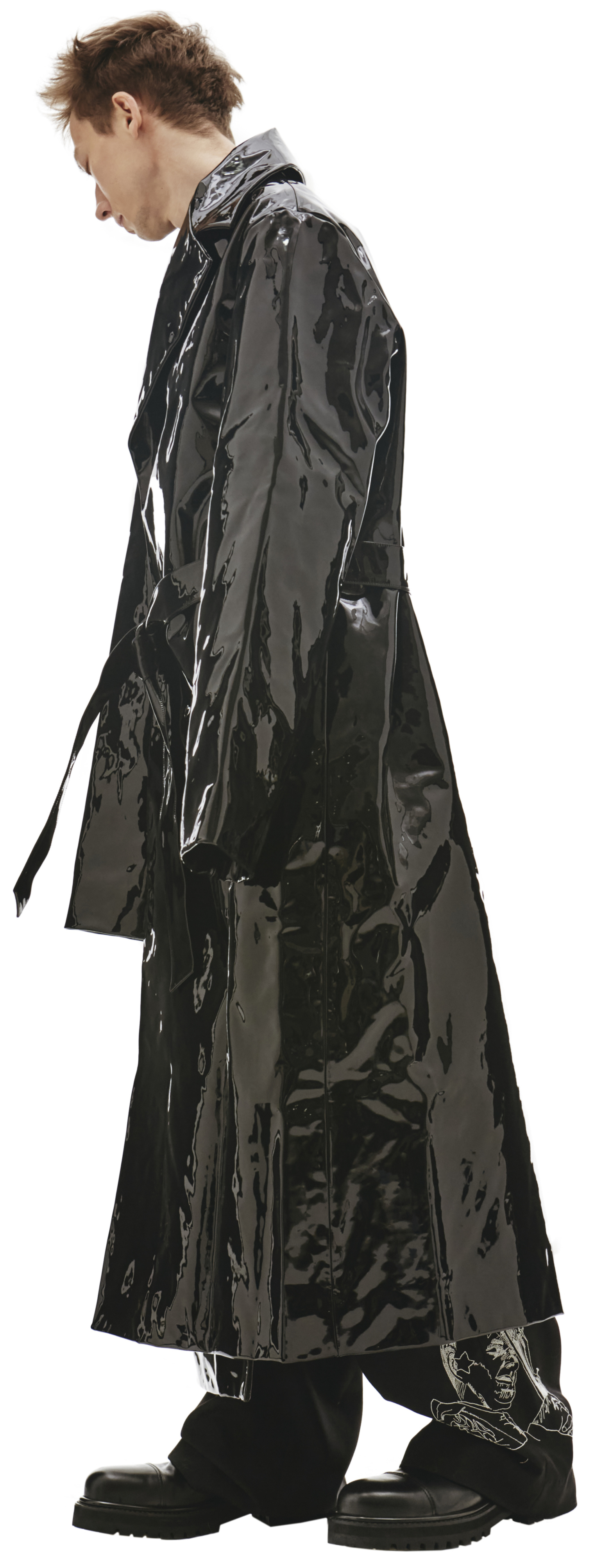 VETEMENTS Black Patent Leather Coat