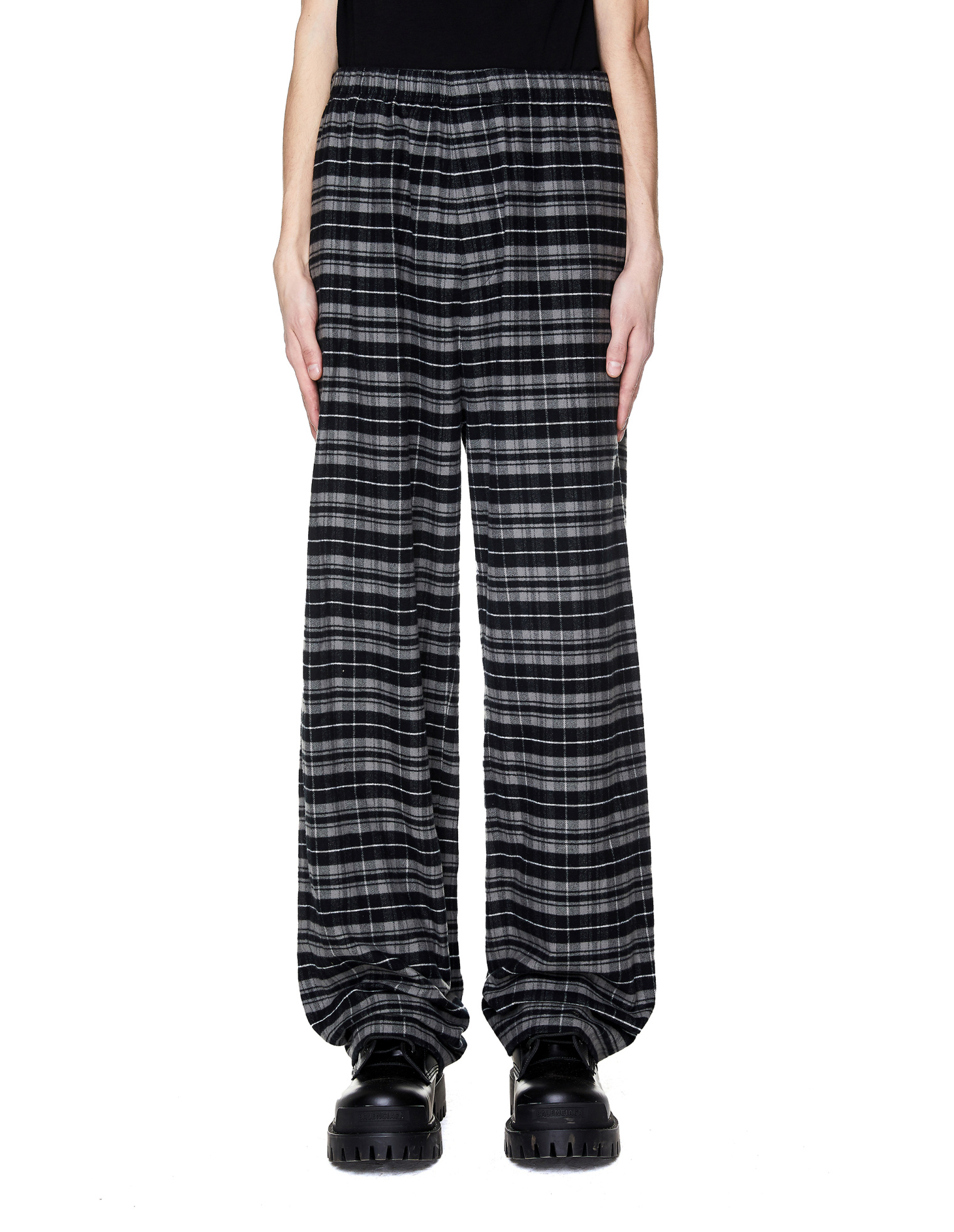 Balenciaga Grey Checked Flannel Trousers