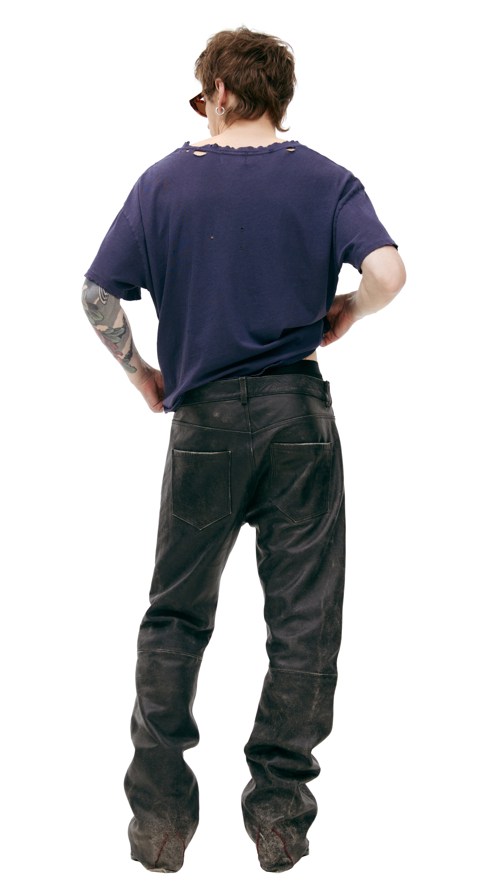 Enfants Riches Déprimés Leather trousers with stitching